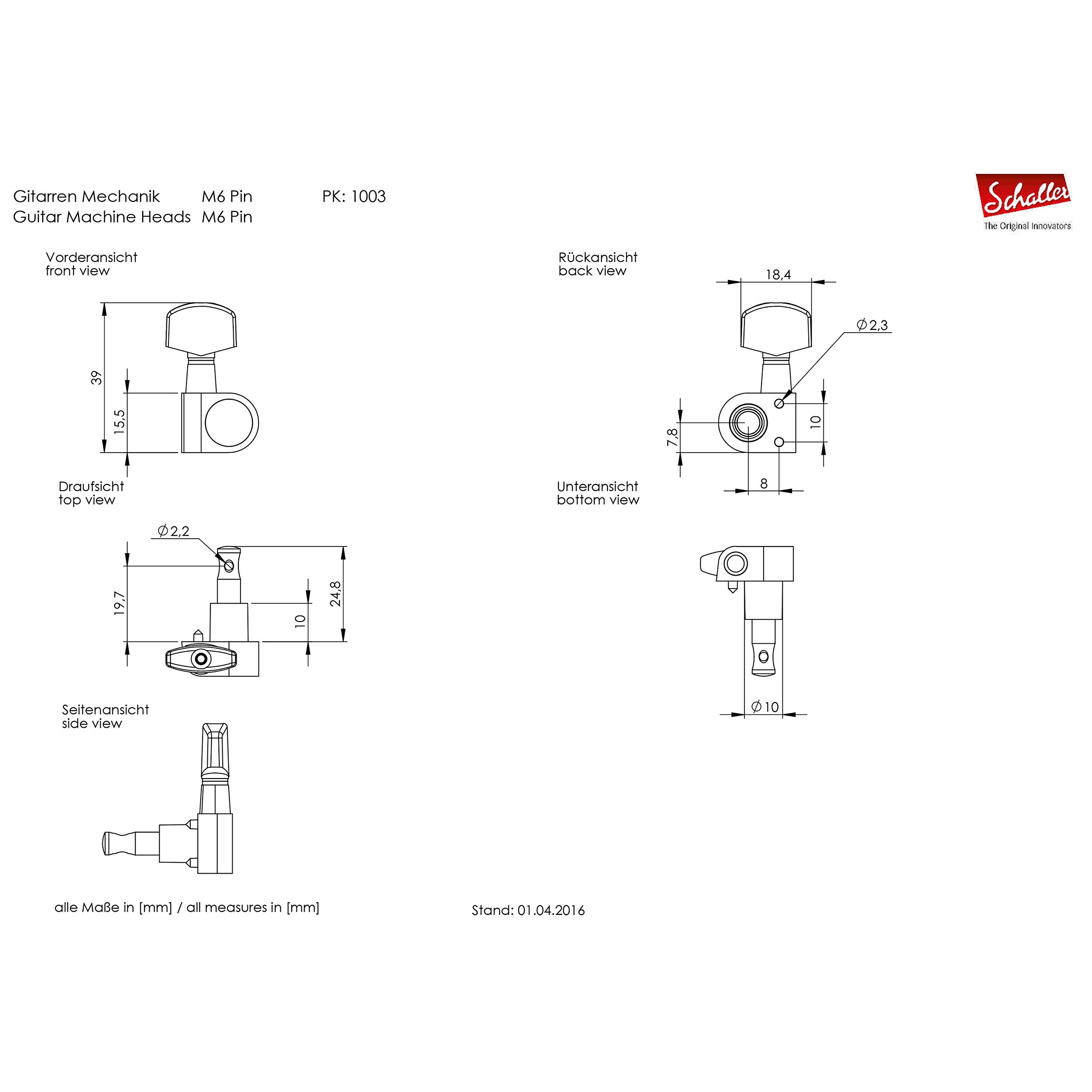 Schaller 012 Electric Guitar Machine Heads - Premium Screw Mount Tuning Pegs (100301200150) - Perfect for Guitar Upgrades, Repairs & Professional Tuning Stability