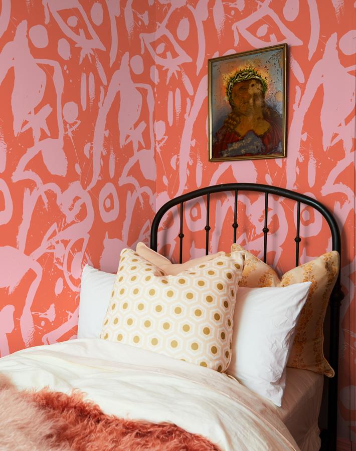 Chris Benz 'El Quijote' Wallpaper in Persimmon - Premium Peel & Stick Removable Wallpaper for Living Room, Bedroom, or Nursery Decor