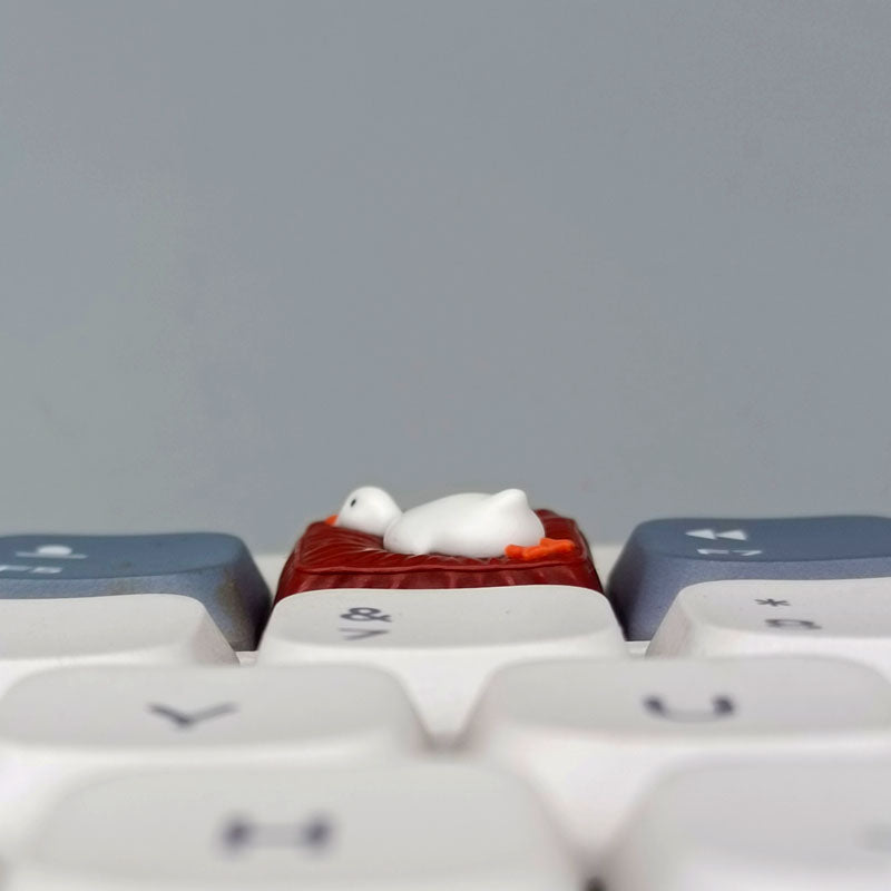 Lying Flat Duck Mechanical Keyboard - Short Switch Resin Handmade Custom Cute Creative Keycaps for Gaming, Typing & Office Work