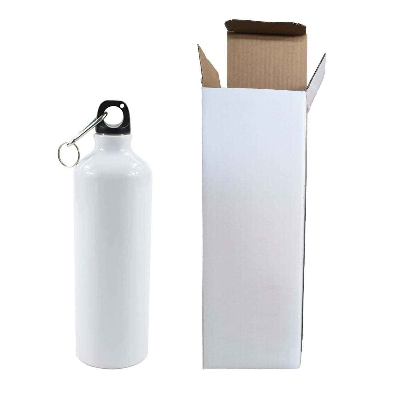 INTSUPERMAI 50-Pack 750ml White Coated Sublimation Aluminum Water Bottles with Safety Lock - Heat Press Transfer Printing for DIY Crafts, Sports, Gifts & Outdoor Activities