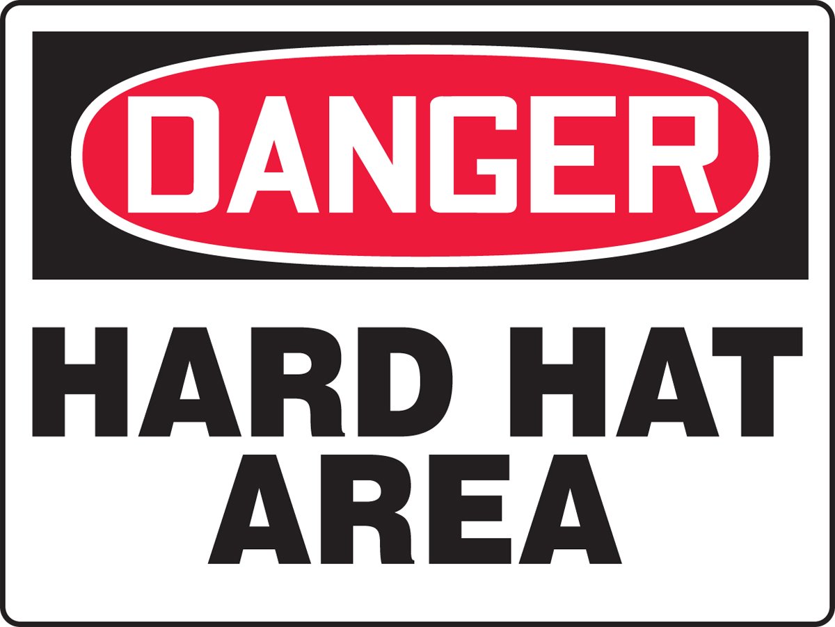 Hard Hat Area 18X24 .187 Polycarbonate Safety Sign - Durable Construction Site Warning Sign for OSHA Compliance | Ideal for Work Zones, Factories & Hazard Areas
