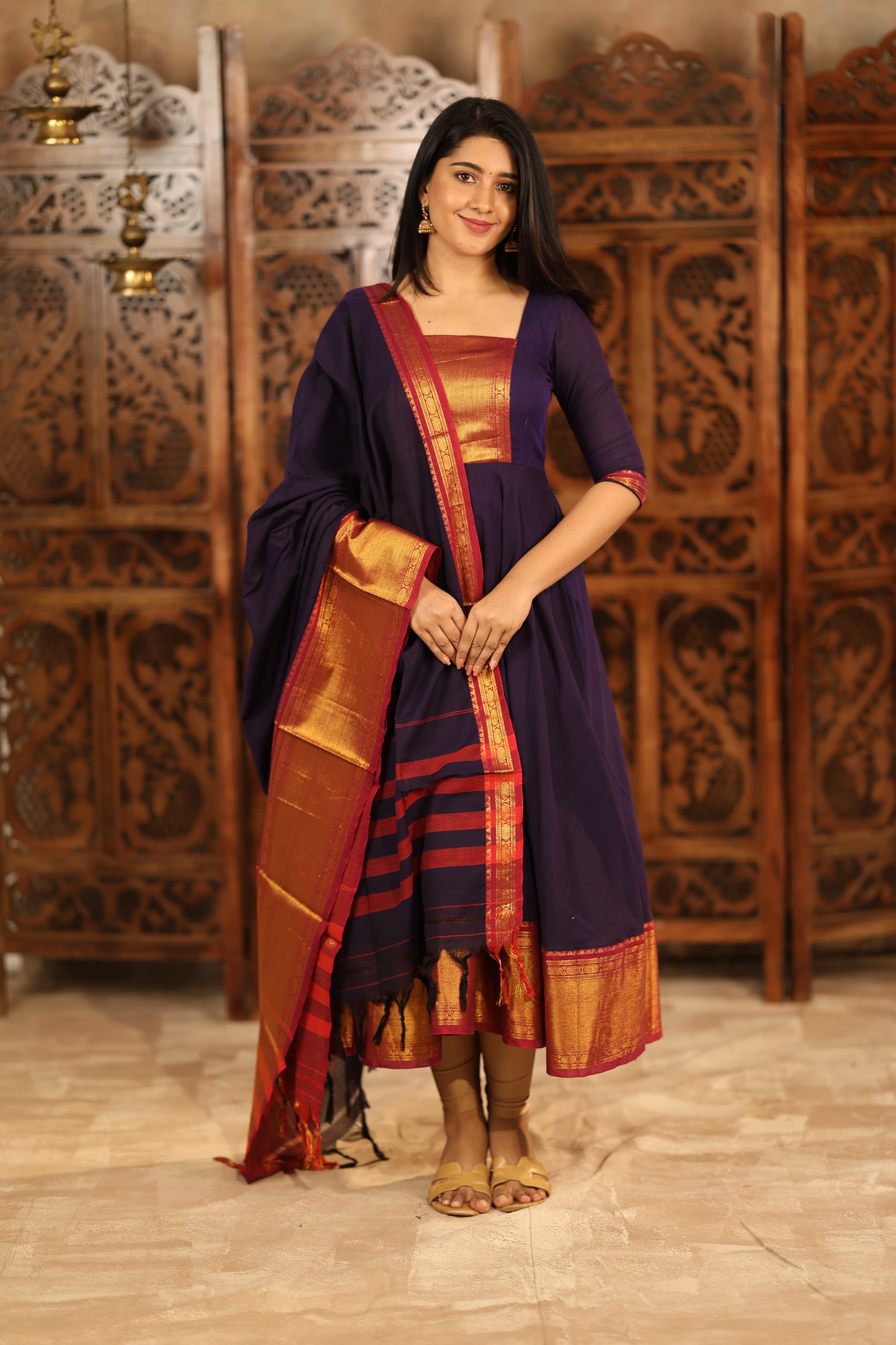 DD767 Lavanya Series 2 Pure Cotton Anarkali Dress for Women | Elegant Indian Ethnic Wear | Perfect for Weddings, Festivals & Special Occasions