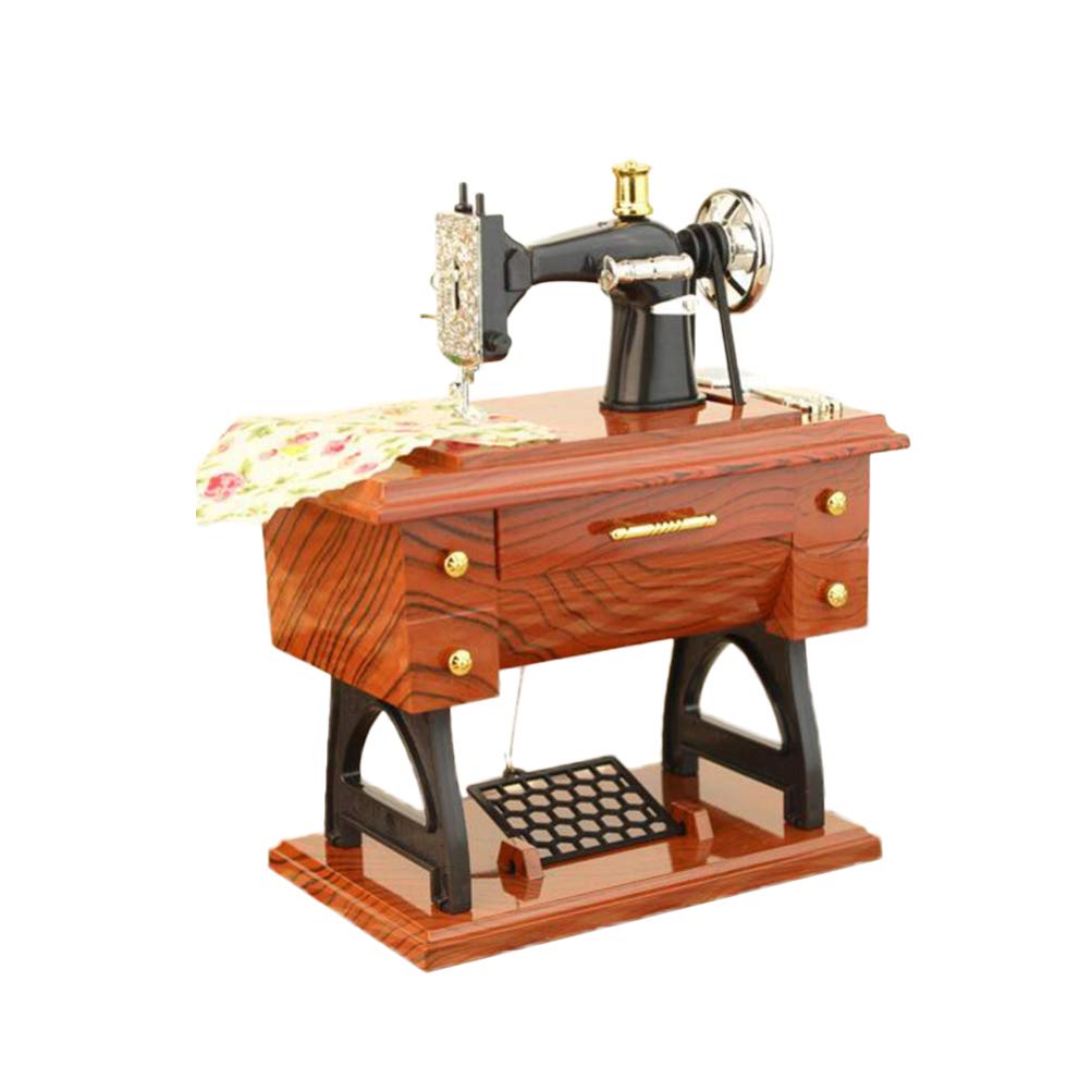 Vintage Sewing Machine Music Box - Mini Antique Decor with Random Song, Perfect for Kids' Room, Nursery, and Home Decoration | Musical Gift for Collectors & Sewing Enthusiasts