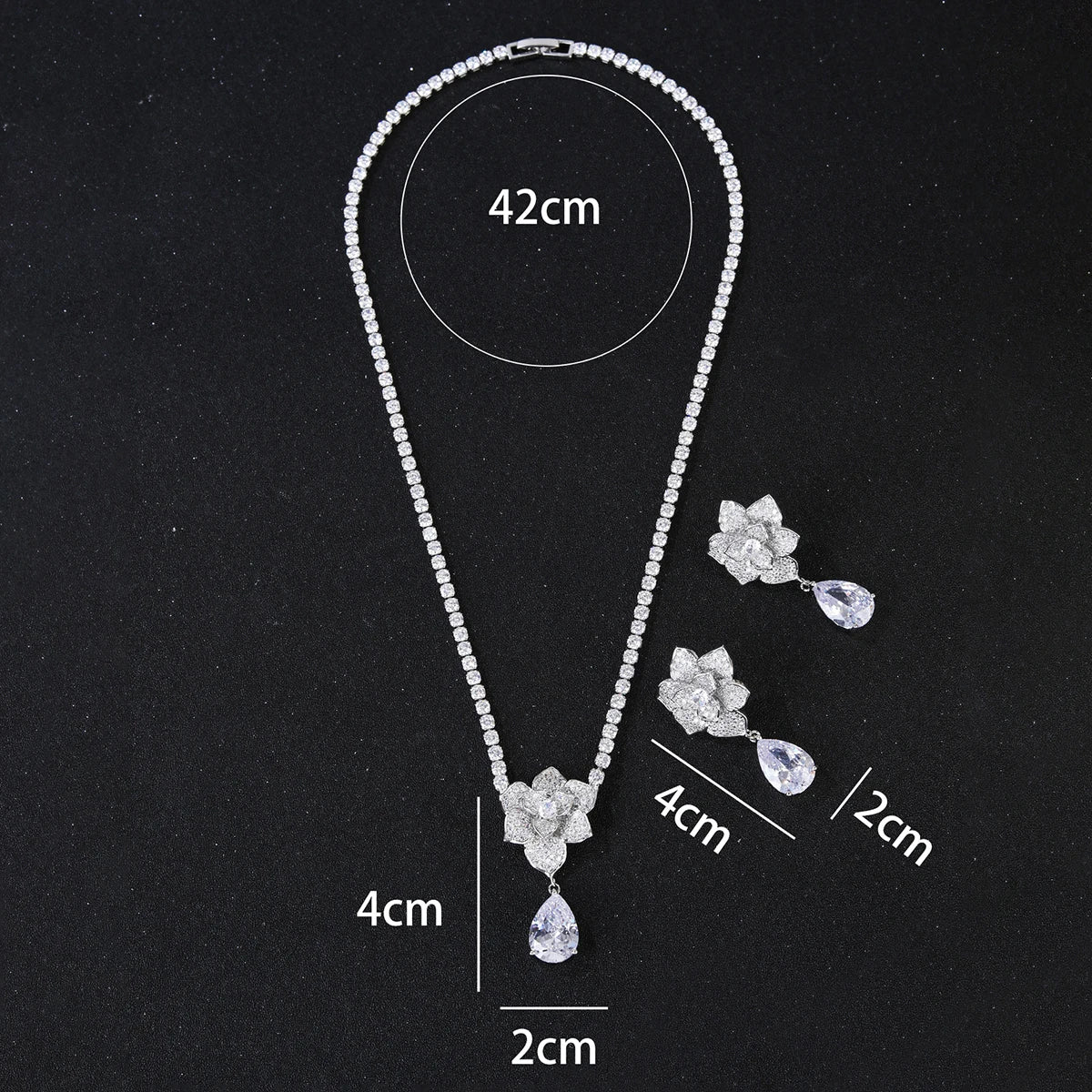 Elegant 4-Color CZ Cubic Zirconia Wedding Jewelry Set - Necklace & Earrings for Bridal Party, Anniversary & Formal Events | CN10868