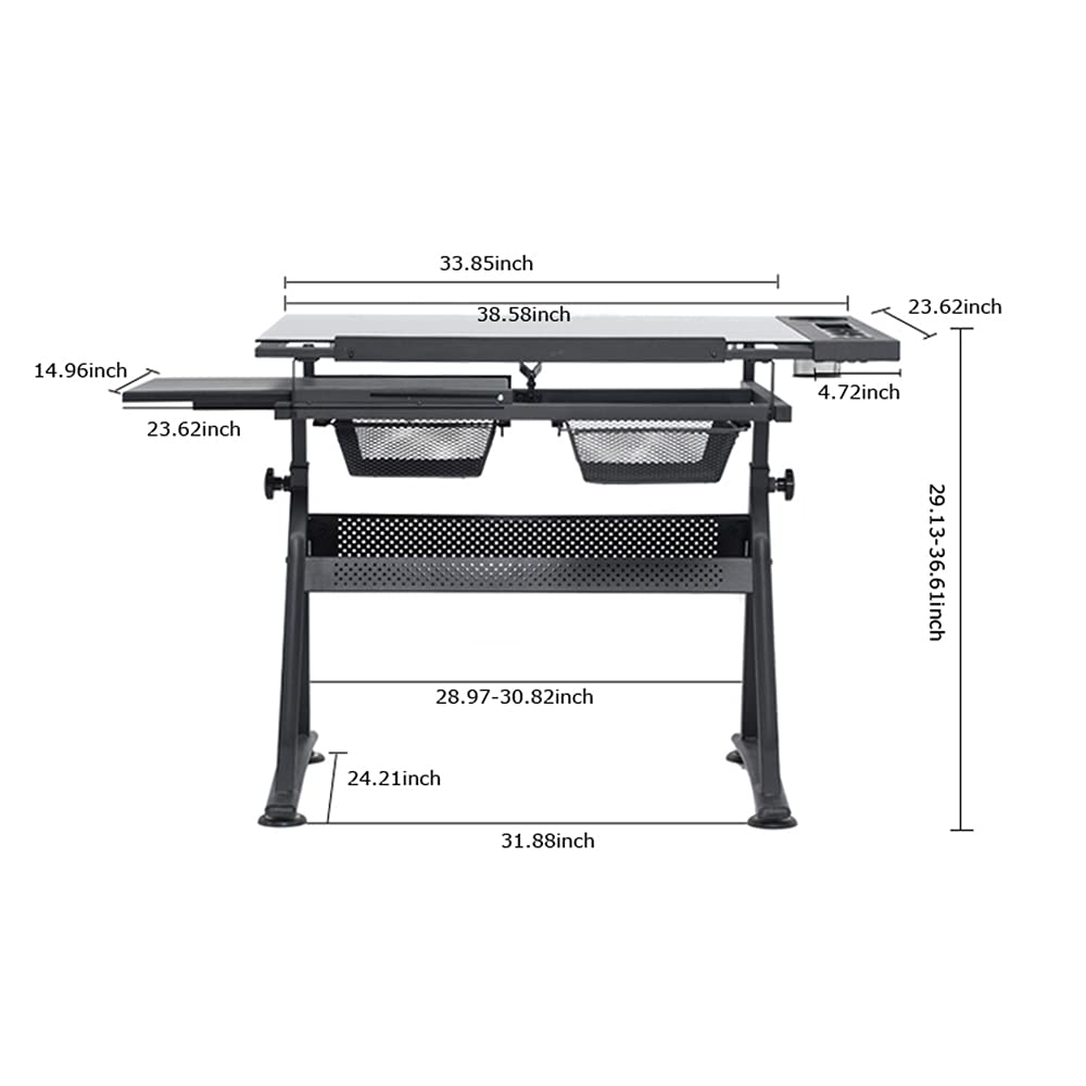 Adjustable Folding Drafting Table - Portable Art Drawing Desk with Tilting Workstation for Artists, Architects & Students | Perfect for Sketching, Crafting & Design Projects at Home or Studio