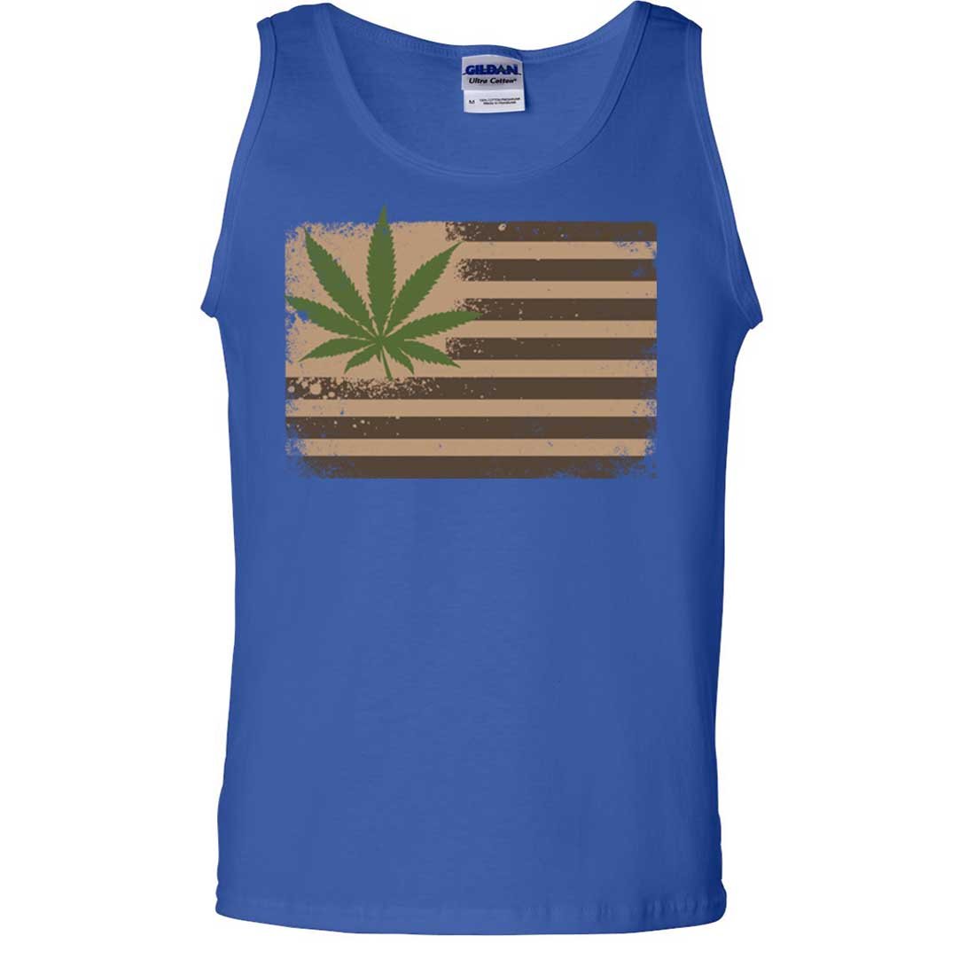 Pot Leaf Hemp Flag USA Tank Top - Patriotic Cannabis Apparel for Men & Women - Perfect for Festivals, Concerts and 420 Celebrations