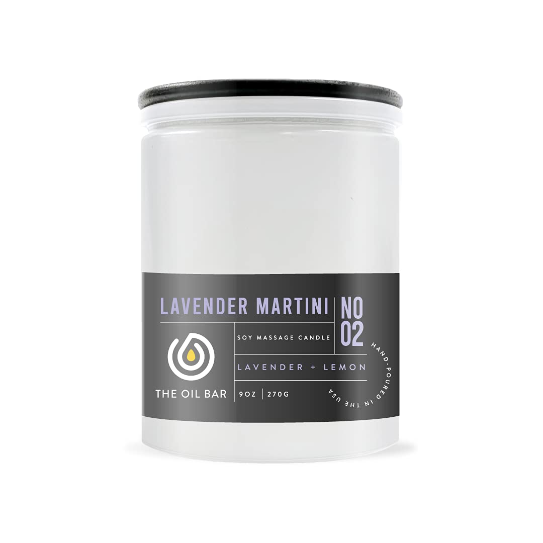 Lavender Scented Massage Candle - Relaxing Aromatherapy Soy Wax Candle for Couples, Spa & Romantic Nights - No. 2 Lavender Martini Fragrance - Perfect for Massage, Gifts & Home Decor