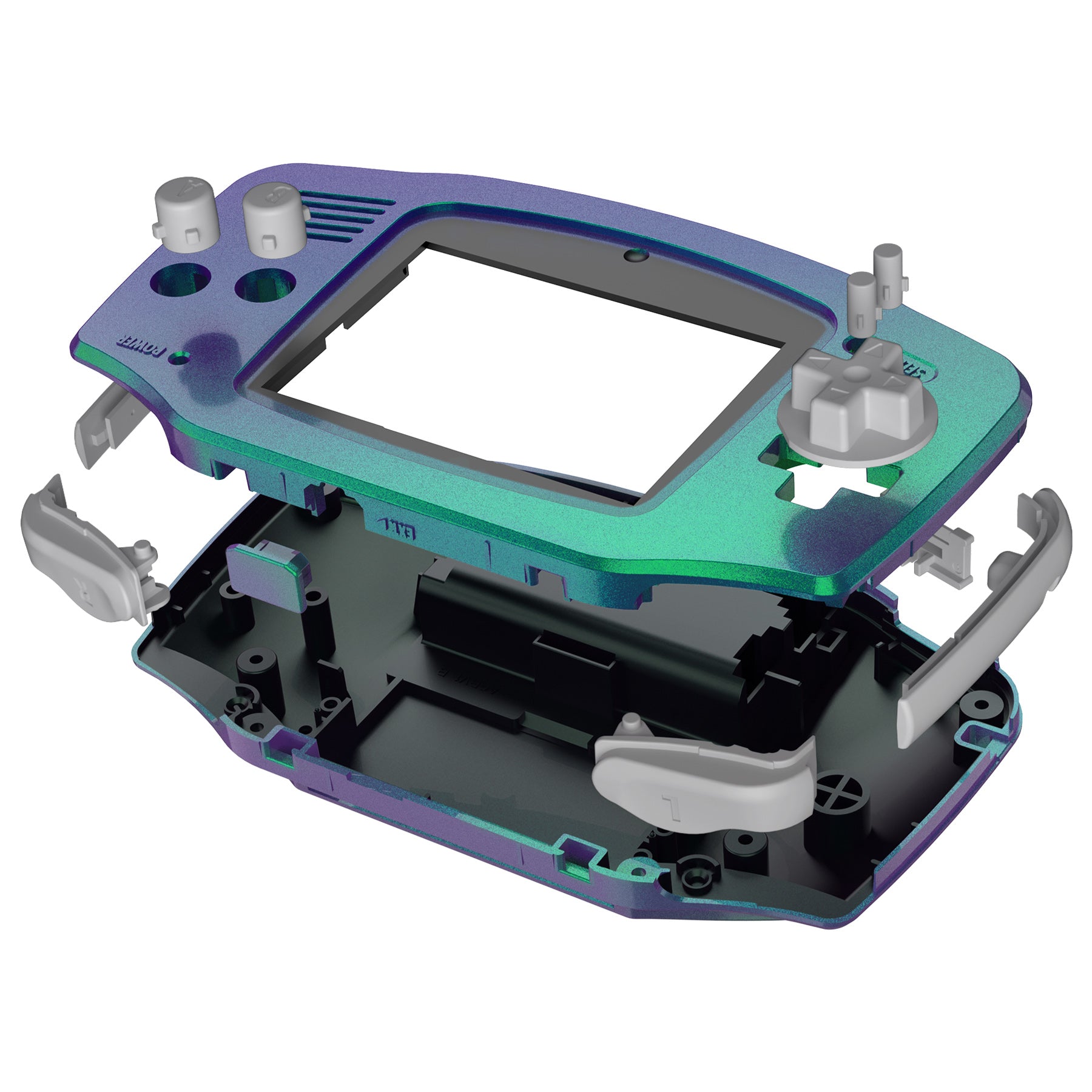 eXtremeRate Chameleon Green Purple GBA Replacement Shell Full Housing Cover with Buttons for Gameboy Advance - Compatible with IPS & Standard LCD Screens (Console & IPS Screen Not Included) - Perfect for Gameboy Advance Modding, Shell Replacement, and Custom Builds - TAGP3016