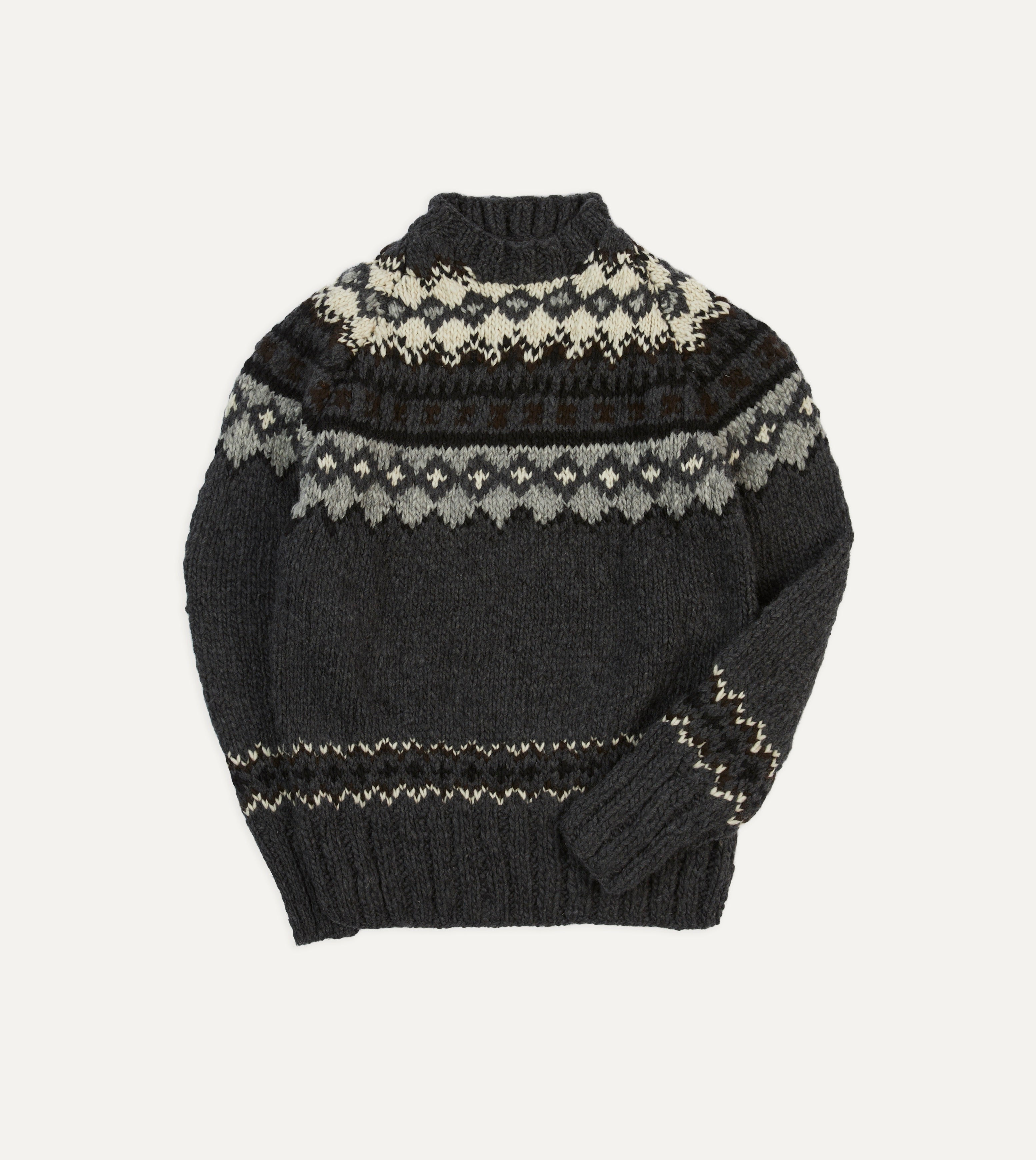 Chamula Grey Fair Isle Merino Wool Sweater for Women - Cozy Winter Knit Pullover for Casual & Outdoor Wear