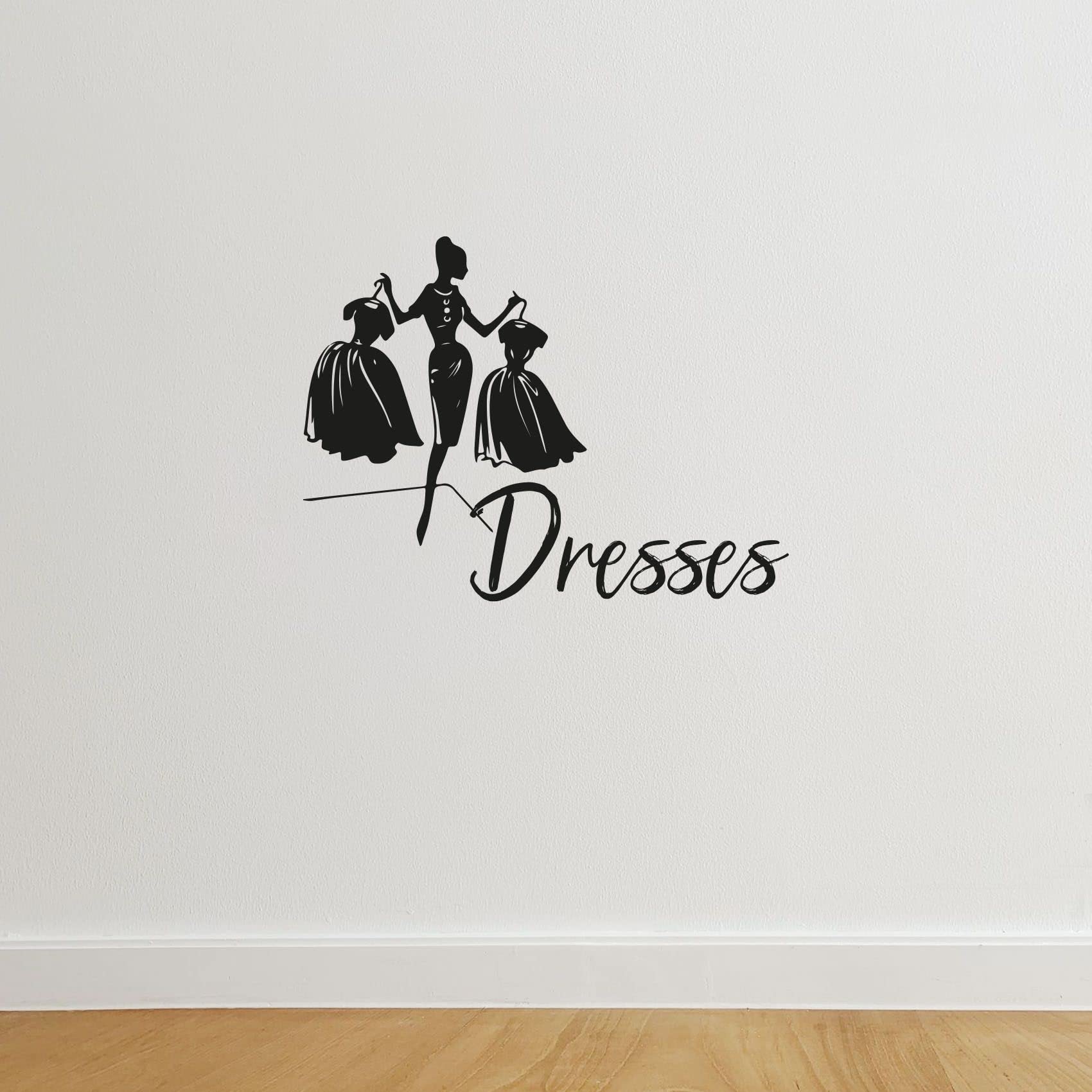 Fashion Dress Closet Organizer - Vinyl Wall Art Decal Sticker for Wardrobe & Dressing Room (24x40 inch) | Perfect for Home Closet Organization & Stylish Storage Solutions