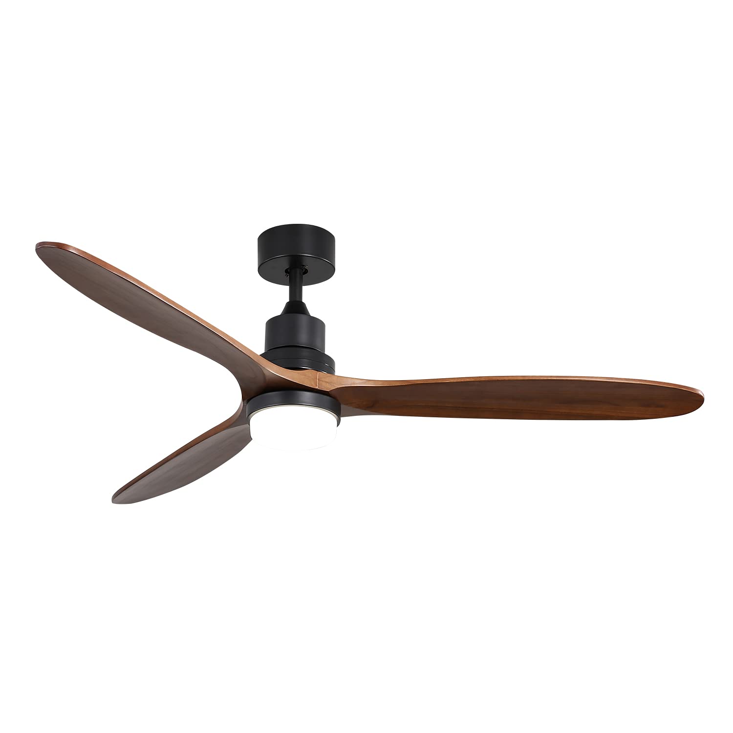 Sofucor 60 Inch Modern Ceiling Fan with Remote Control - Walnut Blades, Dimmable LED Light, Reversible DC Motor - Matte Black Wood Ceiling Fan for Kitchen, Bedroom, Living Room, Dining Room, Basement - Perfect for Home Cooling and Stylish Interior Lighting