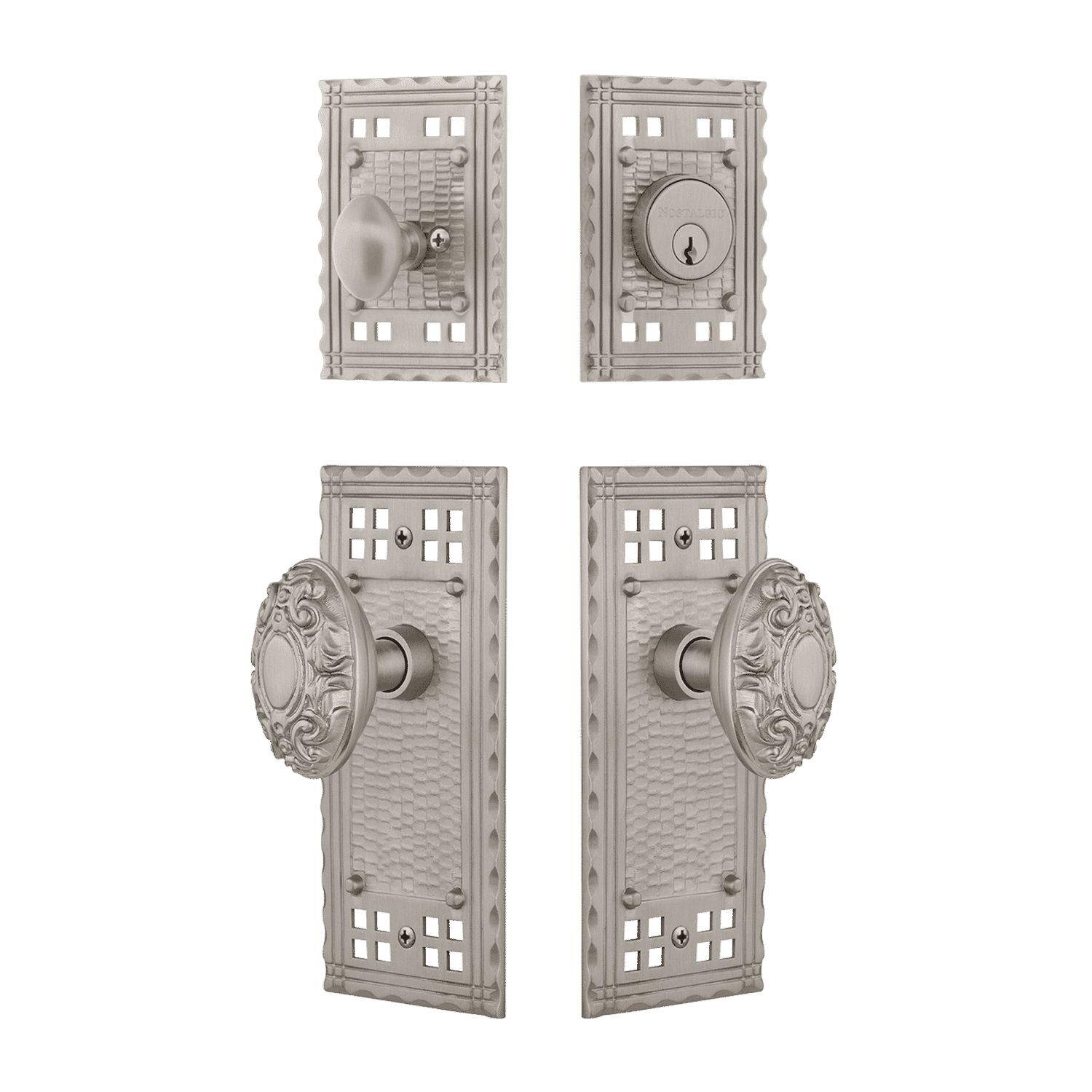 Craftsman Victorian Style Satin Nickel Entry Door Knob Set - Durable & Elegant Hardware for Home, Office & Commercial Doors