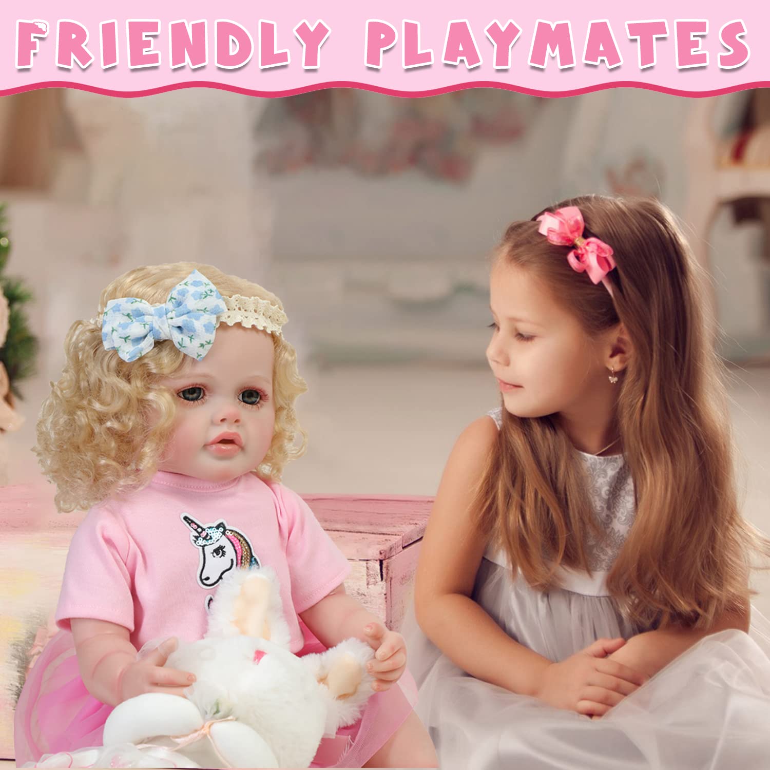 22 Inch Realistic Reborn Baby Doll - Lifelike Vinyl Poseable Newborn Girl Doll with Hair for Kids Age 3+ | Perfect for Role Play, Gift Giving & Collectors