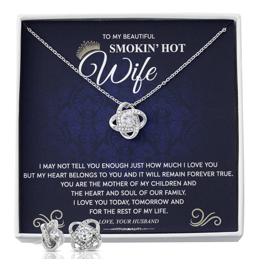 Love Knot Necklace & Earring Set for Women - Romantic Jewelry Gift for Wife, Fiancee, or Soulmate - Perfect for Anniversaries, Valentine's Day & Special Occasions