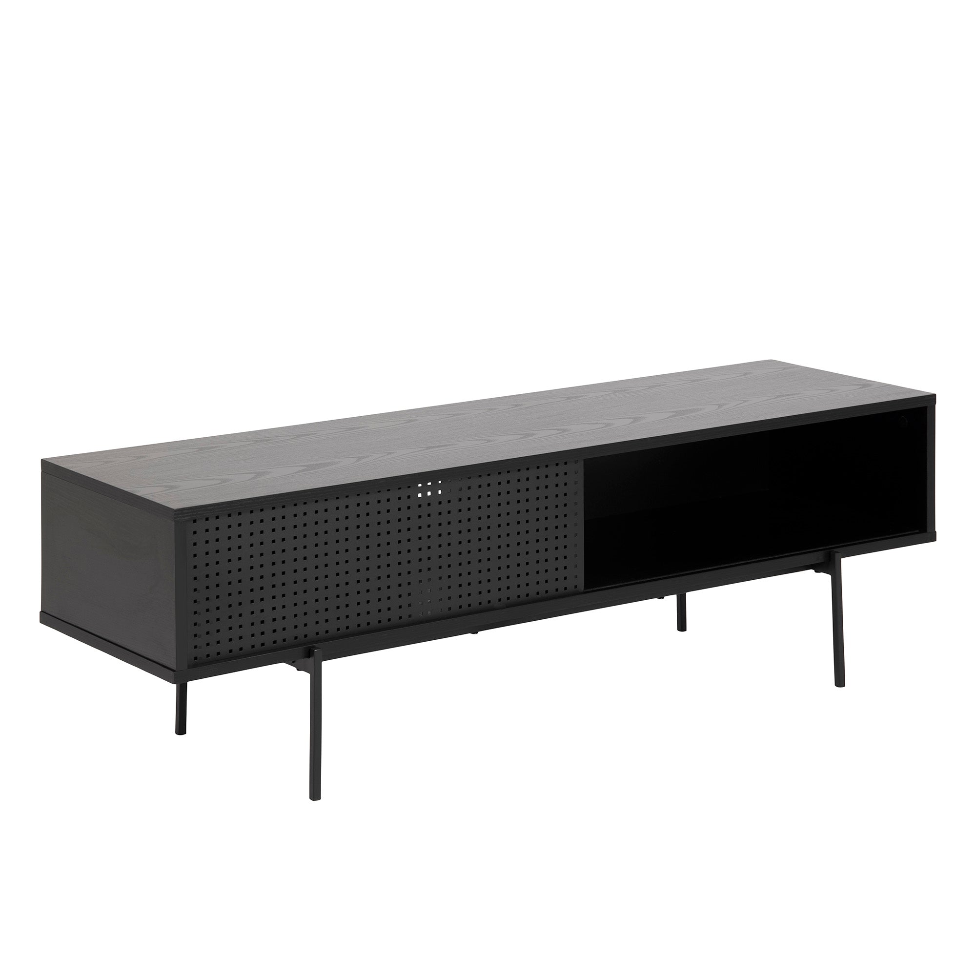 KREMAN 140cm Black TV Stand with Storage - Modern Entertainment Center for Living Room, Bedroom & Home Theater