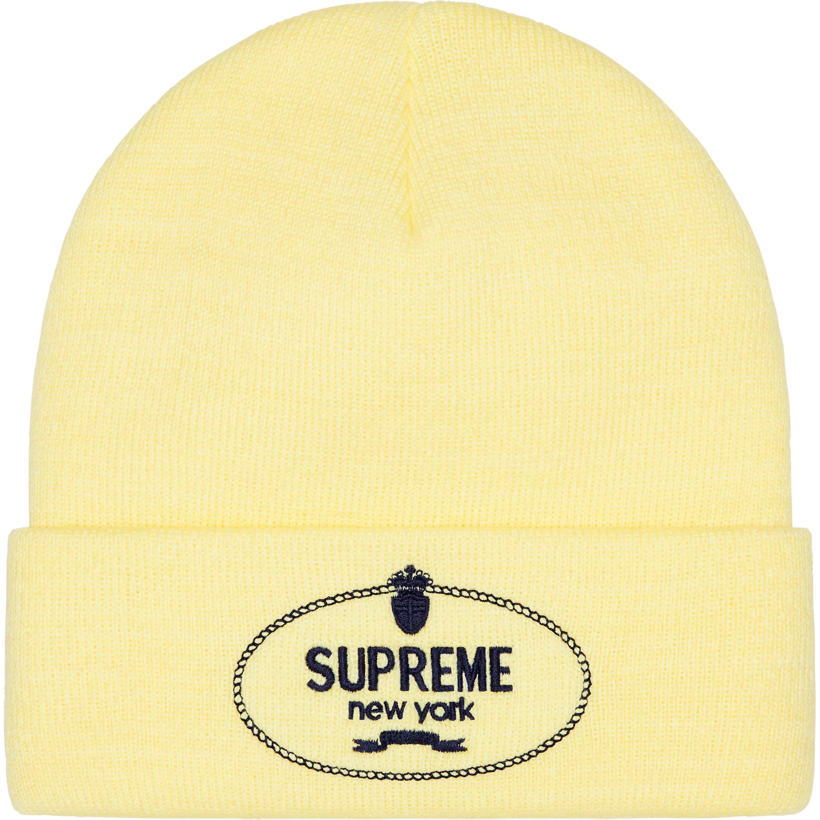 Supreme Crest Beanie - Light Yellow Winter Hat for Men & Women - Warm Knit Skull Cap for Outdoor Activities, Skiing, and Casual Wear