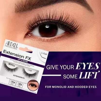 Ardell Extension FX L Curl False Eyelashes - Style 68690 with Duo Clear Eyelash Glue 1g for Dramatic Eye Makeup & Special Occasions
