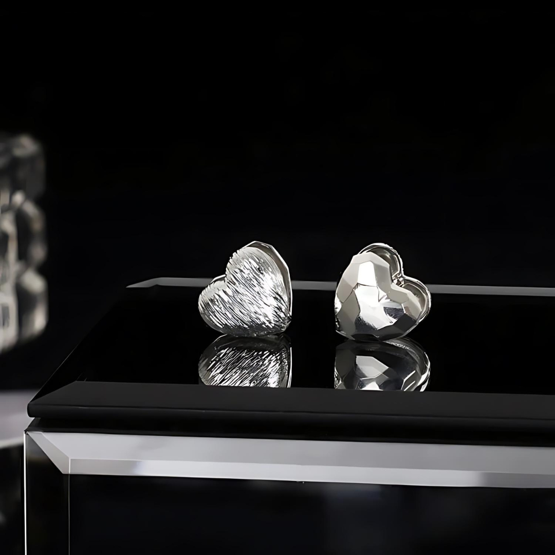 Two Way Crinkled Heart Hoop Earrings Clip On - Gold & Silver Fashion Jewelry for Women | Perfect for Valentine's Day, Date Night & Special Occasions