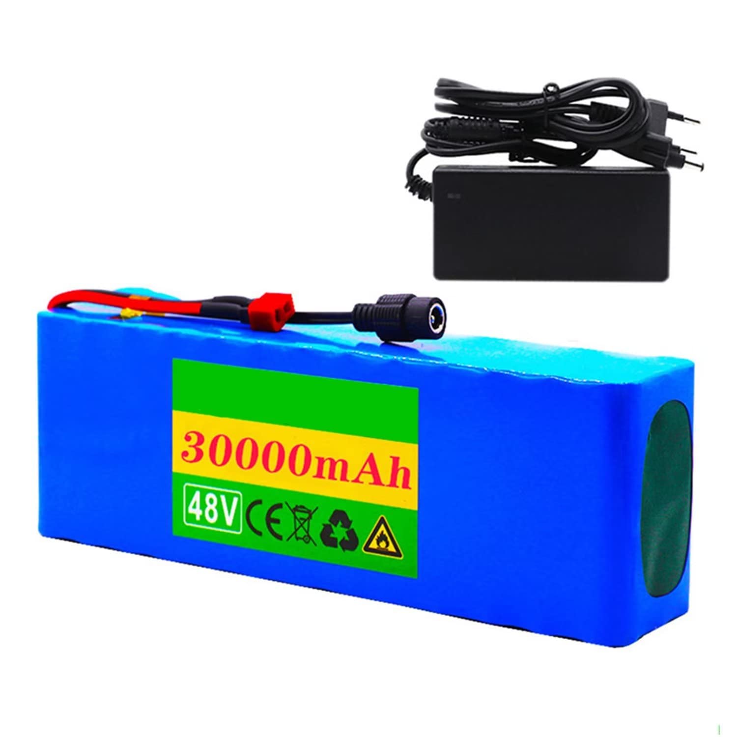 48V 30AH Lithium Ion E-Bike Battery Pack with Charger & XT60 Connector - PVC Electric Bike Battery for Motorcycles & Scooters - Perfect for Commuting, Off-Road Adventures & Long-Distance Rides