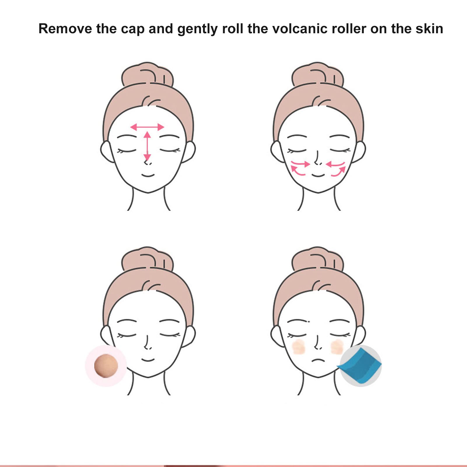 Oil Absorbing Face Roller - Reusable Double Headed Oil Control Volcanic Skin Roller for Makeup & Shine-Free Skin (Pink) | Perfect for On-the-Go Touch Ups & T-Zone Oil Control
