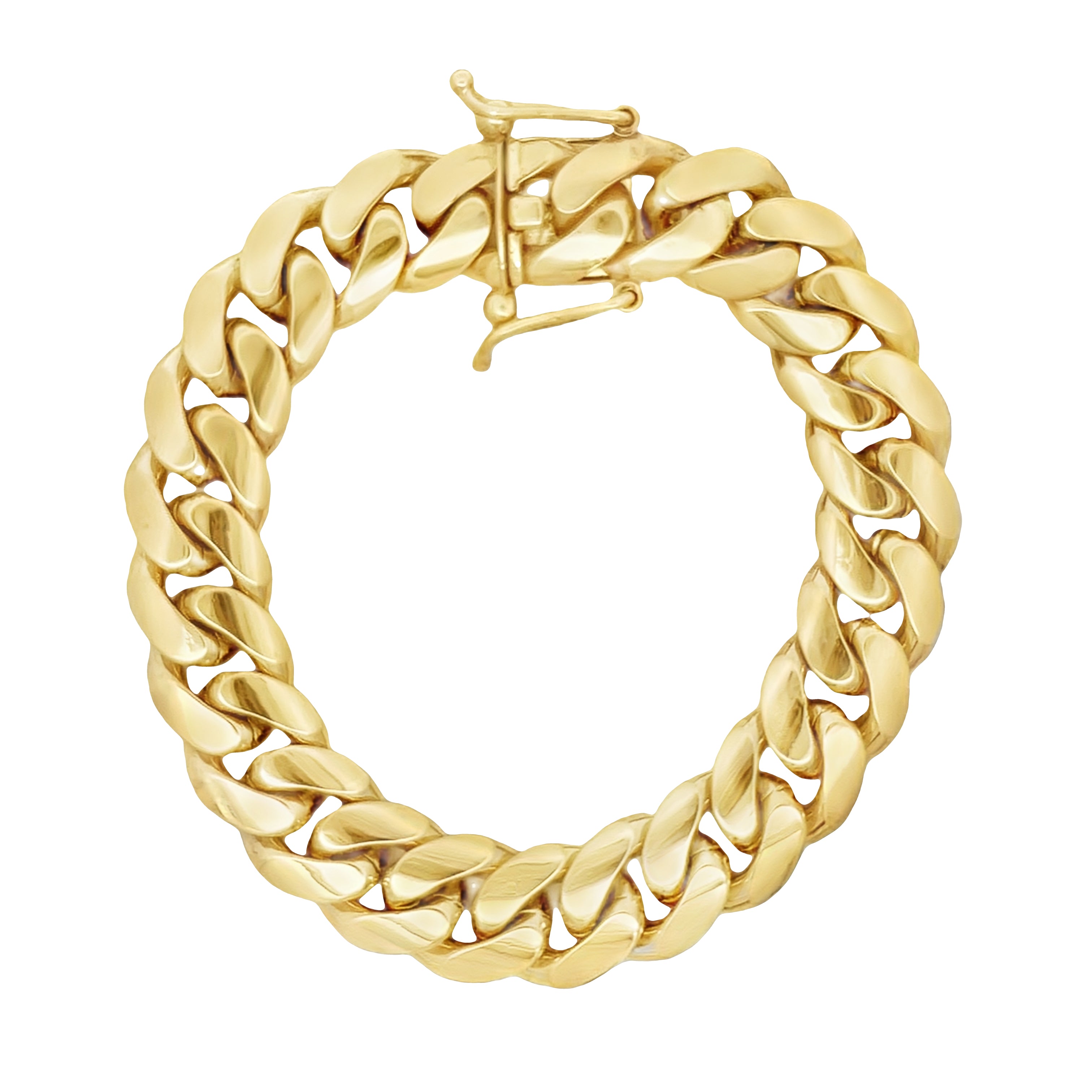 14K Gold Cuban Link Bracelet for Men - 14MM Semi Solid Chain Bracelet | Durable & Stylish Jewelry for Gifts, Parties, and Everyday Wear | JTJ™