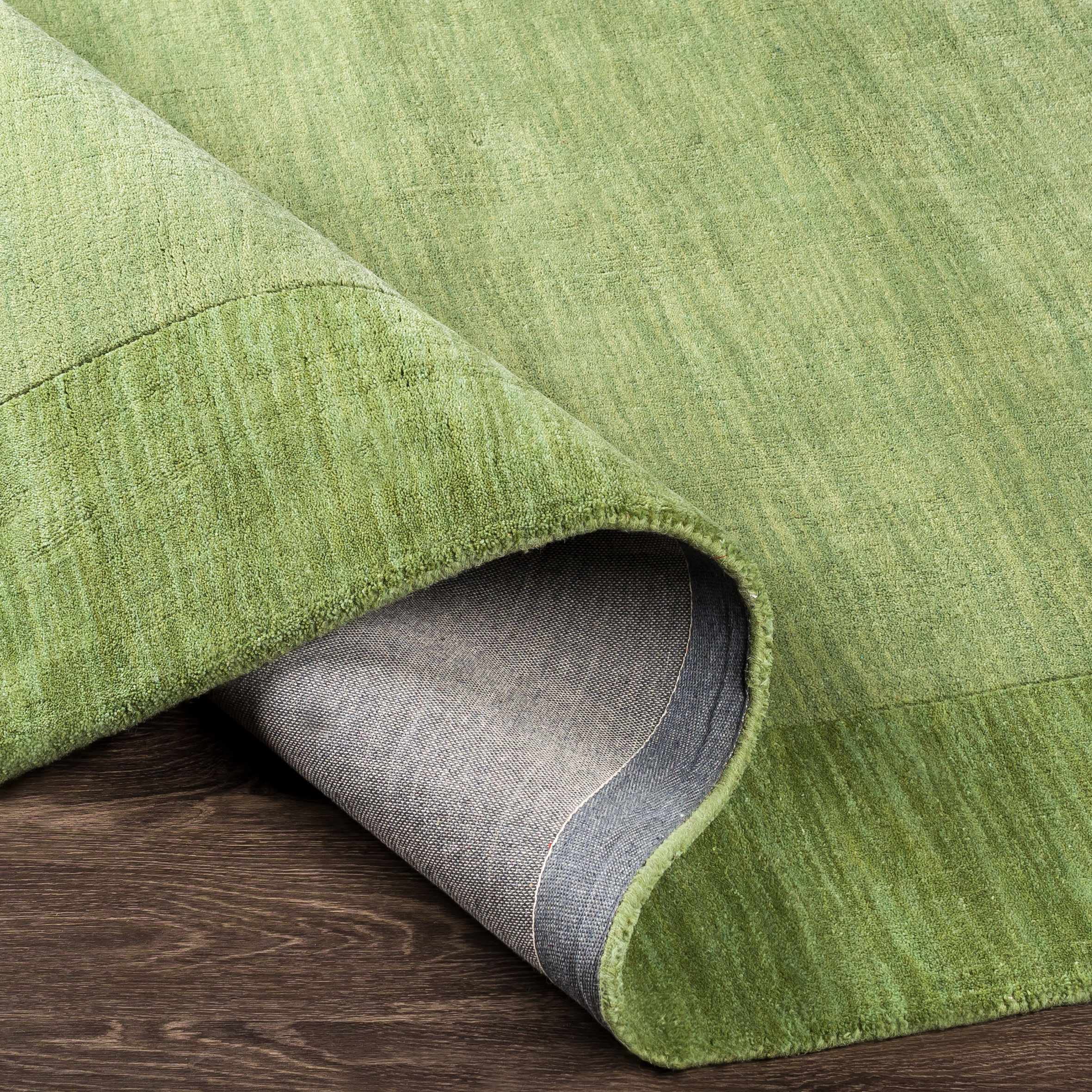 Hauteloom Peyton Wool Area Rug - 2' x 3' Green Solid & Border Design - Soft & Durable for Living Room, Bedroom, Office - Perfect for Home Decor, Cozy Spaces & High Traffic Areas