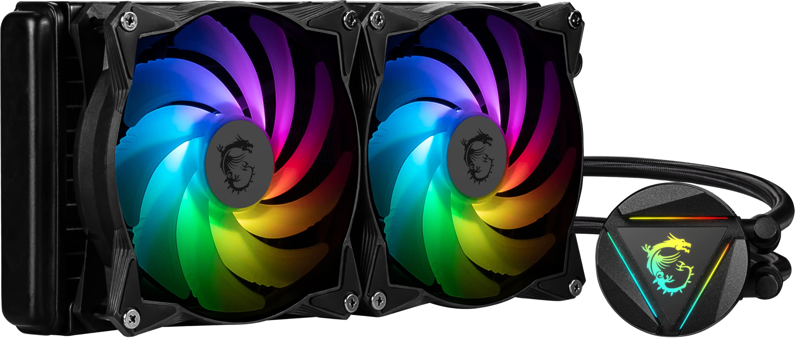 MSI MAG Series CORELIQUID 280R AIO CPU Liquid Cooler - 280mm Radiator, Dual 140mm aRGB PWM Fans, Rotatable Blockhead Design - Perfect for Gaming PCs & High-Performance Workstations