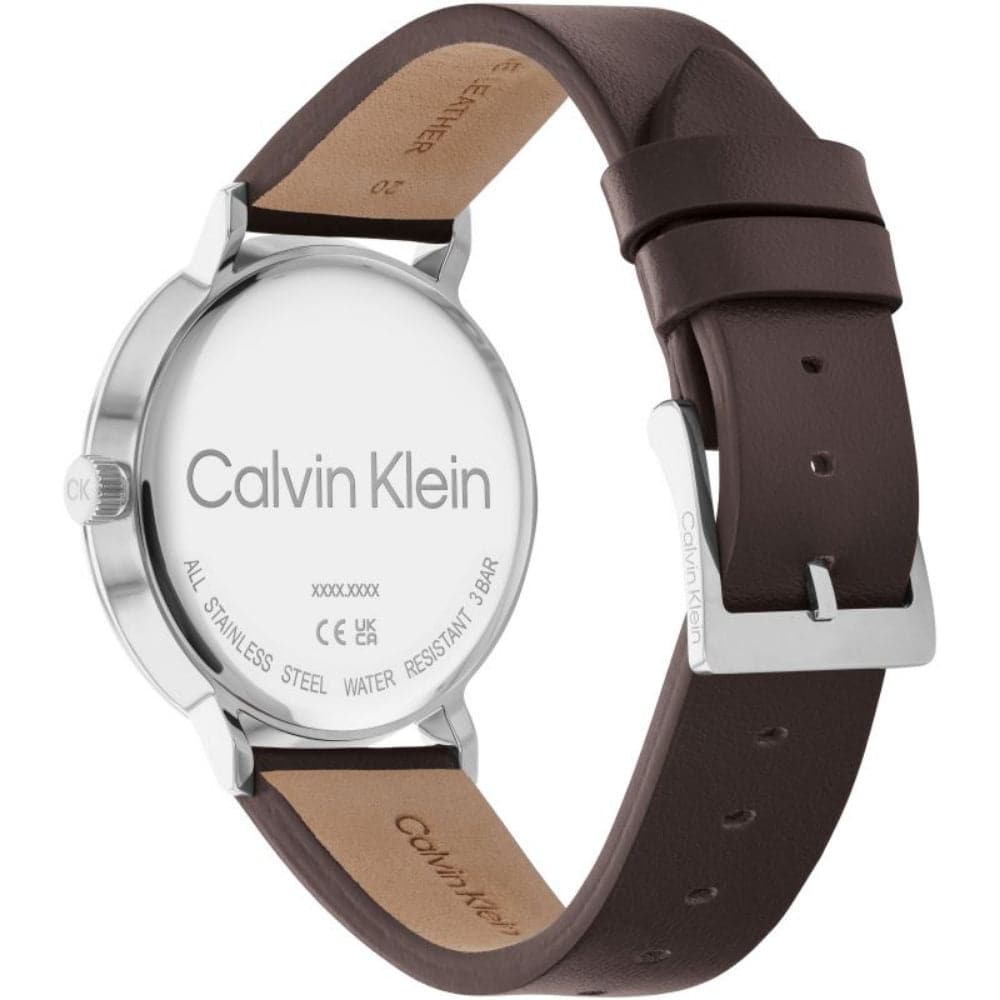 Calvin Klein Men's Watch with Blue Dial & Brown Leather Strap - Model 25200052 | Perfect for Business, Casual Wear & Special Occasions