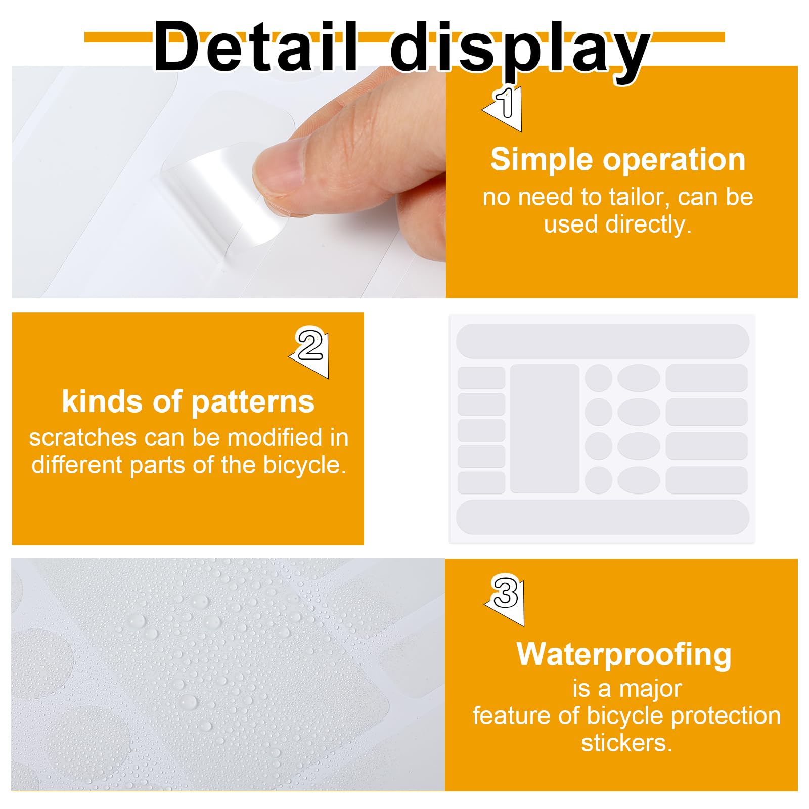3PCS Clear Bike Frame Protection Tape - Anti-Scratch Adhesive Film Guard for Mountain/Road/Folding Bikes - Chainstay, Front Fork & Frame Protector | Ideal for Cycling, Commuting & Off-Road Adventures