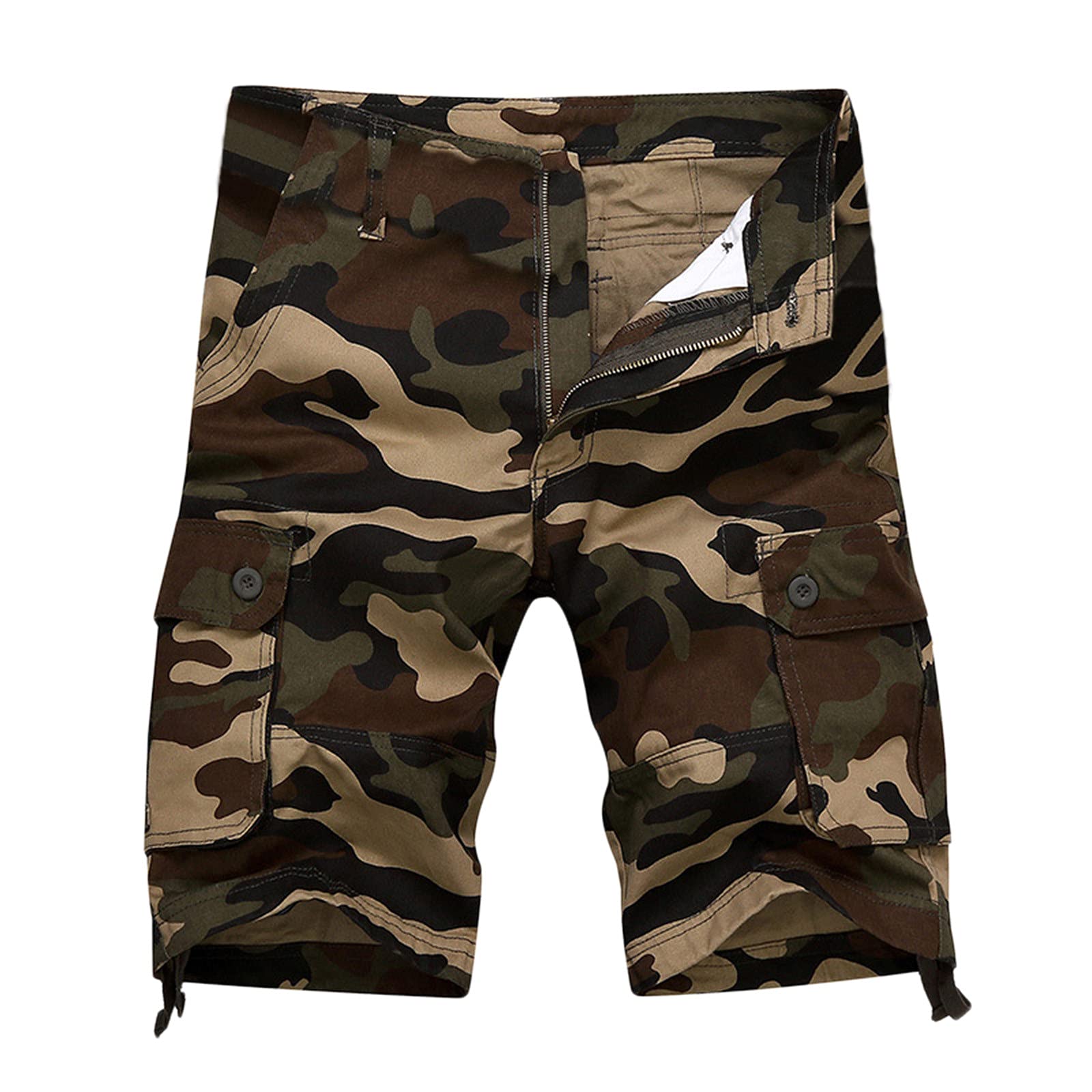 QWENTMTNTY Men's Camouflage Cargo Shorts Overalls - Multi-Pocket Summer Casual Pants for Boys & Men | Outdoor Hiking, Camping, Streetwear Fashion