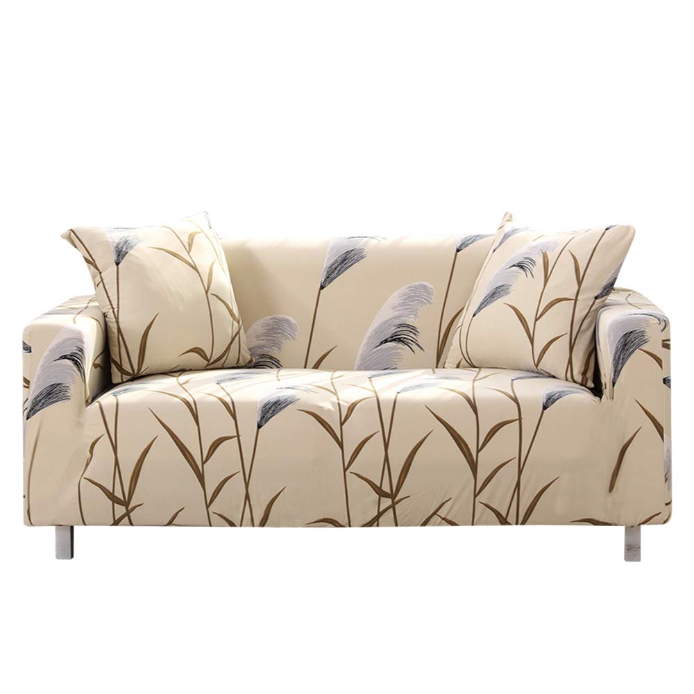 Lamberia Printed Stretch Sofa Slipcover for Couches & Loveseats - Reed Flying Pattern with 2 Free Pillow Covers | Perfect for Living Room, Bedroom & Home Decor Protection