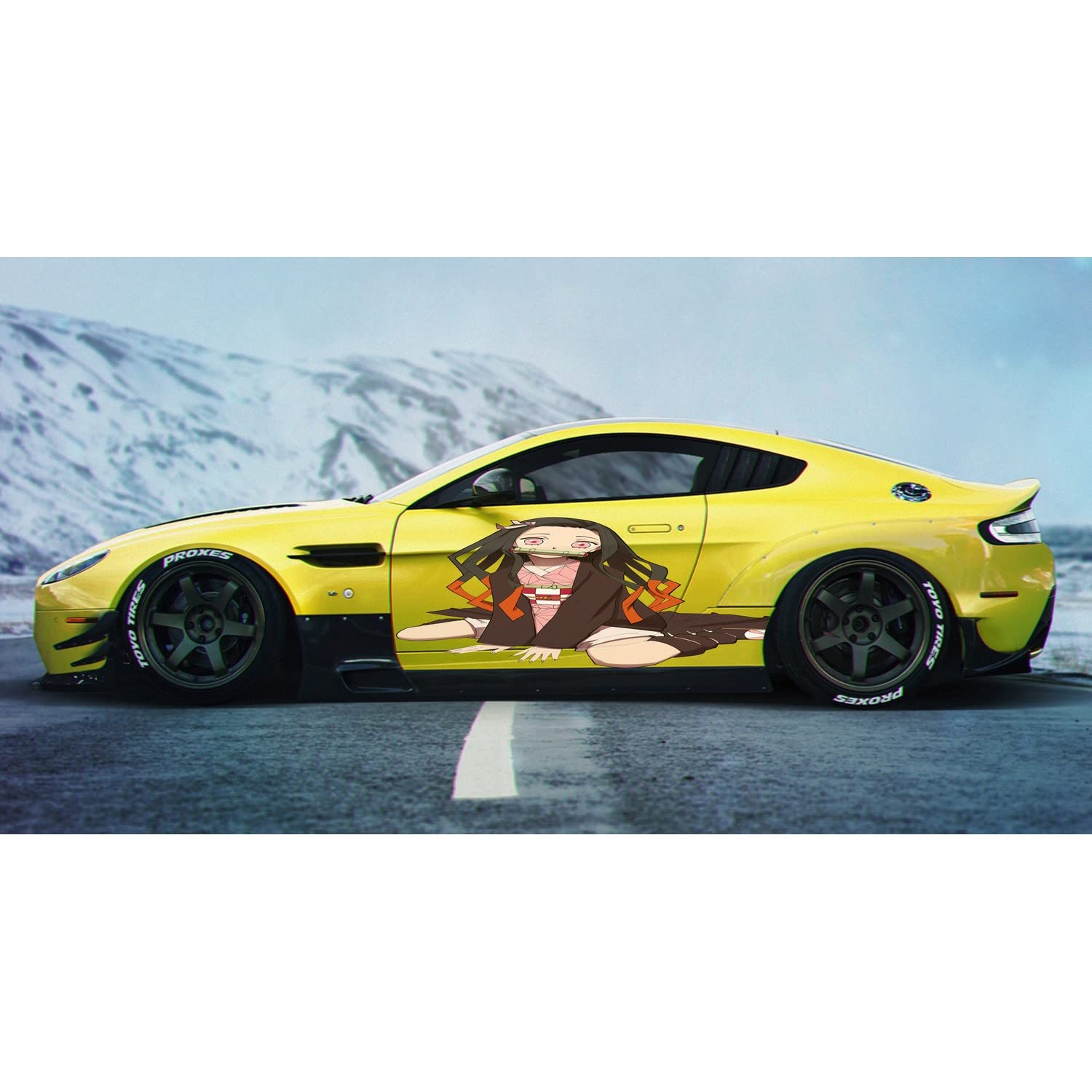 Anime Girl Car Vinyl Wrap Decal - 18x50 Inches Sexy Anime Sticker for Car Side Graphics - Perfect for JDM, Tuner, and Anime Fan Vehicles