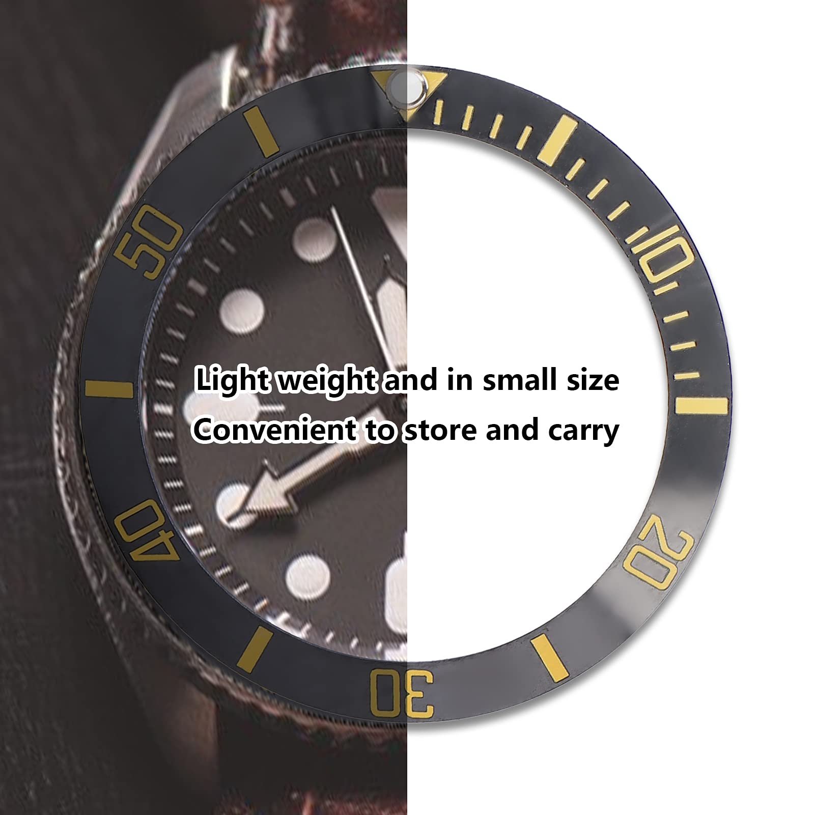 Ceramic Watch Bezel Insert Ring - Black & Gold for Professional Replacement