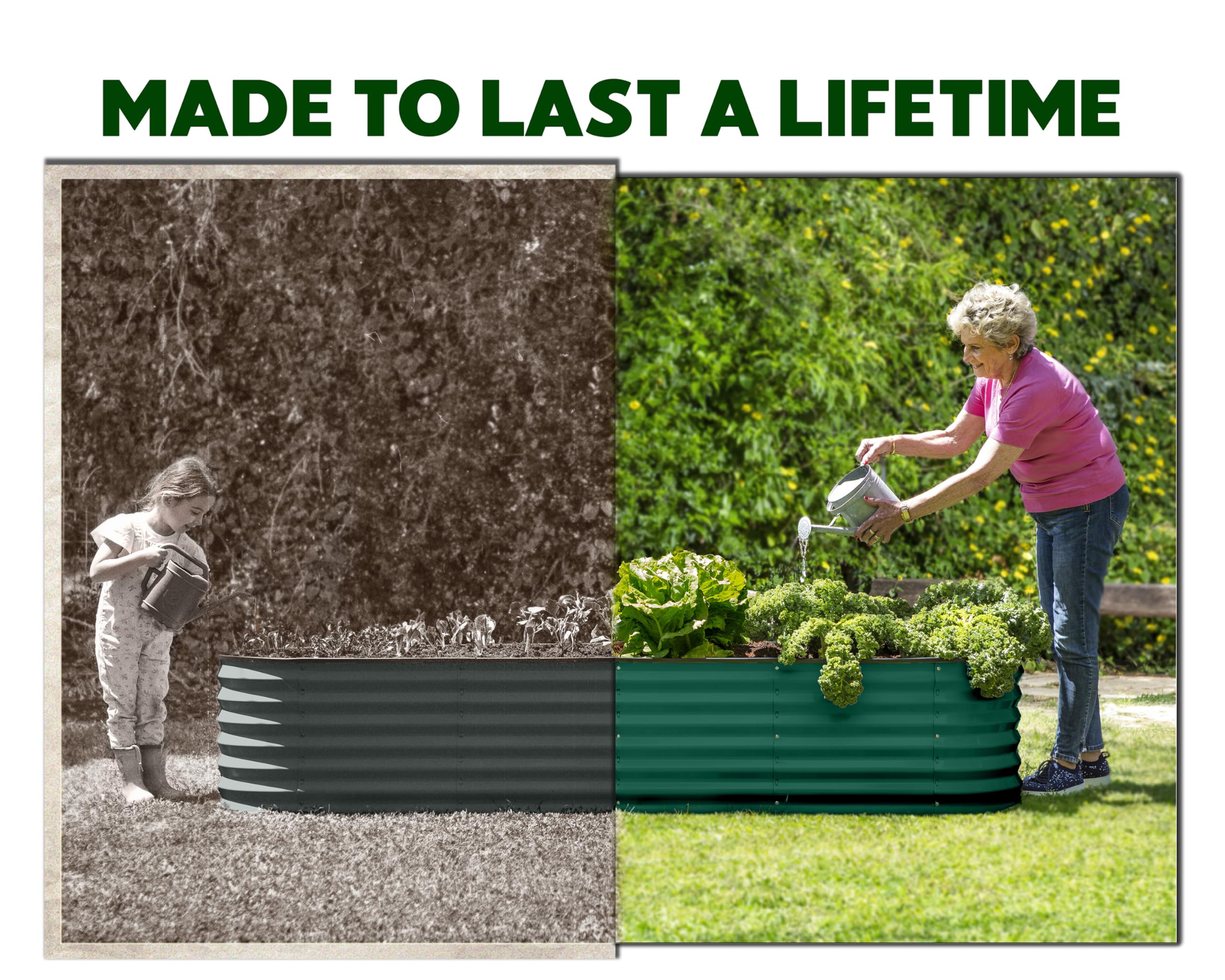 9-in-1 Galvanized Steel Raised Garden Bed Kit - 8×2×1.5 ft Modular Planter Box for Vegetables, Flowers & Herbs - 18