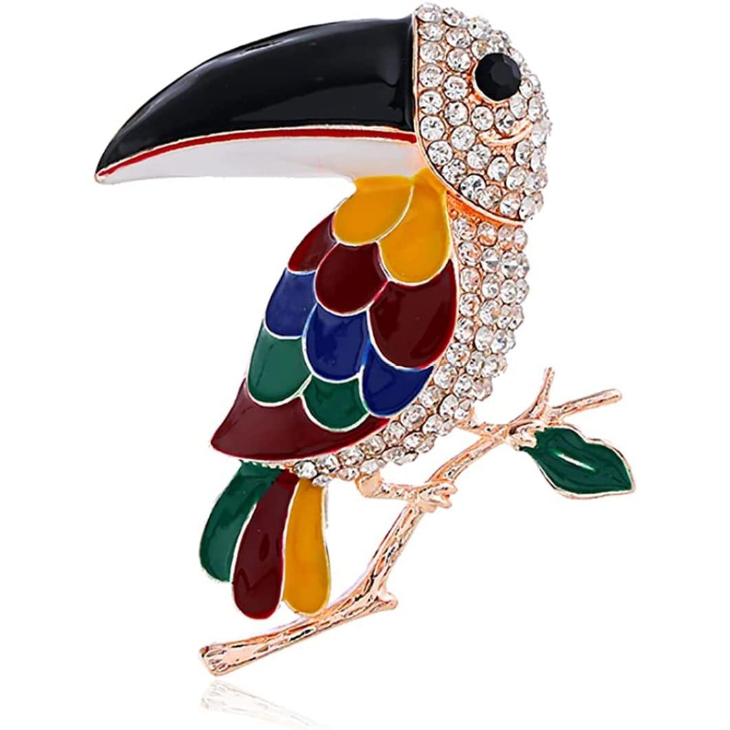 ESiiFuu Colorful Rhinestone Woodpecker Brooch Pin - Elegant Animal Jewelry for Women & Girls, Dainty Dress Accessories for Birthday, Christmas, Gifts, Parties & Special Occasions