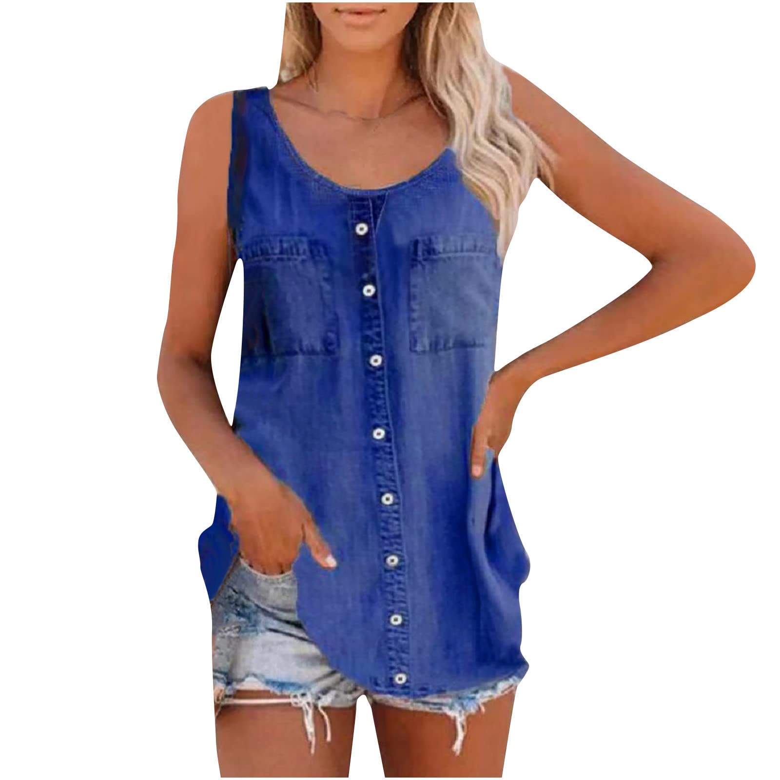 Plus Size Women's Tank Tops - Sexy Casual Summer Sleeveless Blouse for Beach & Outings