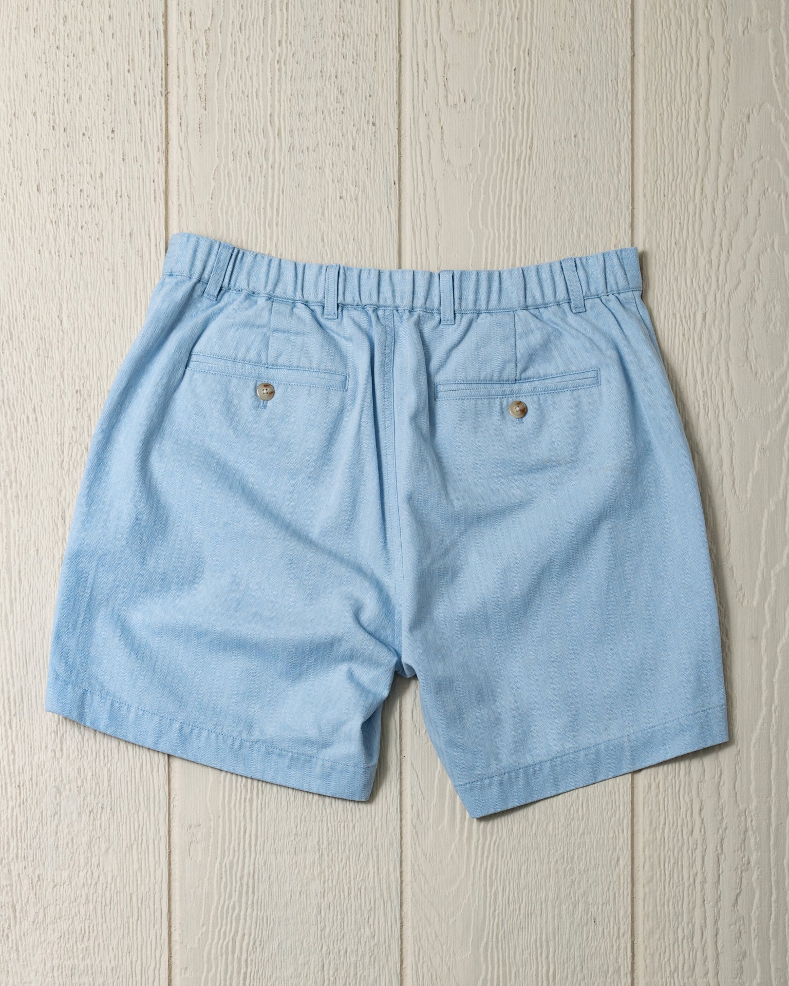 Ventura Shorts for Men - Coastal Blue Salt Washed Herringbone Fabric | Comfortable Casual Wear for Summer, Beach, and Outdoor Activities