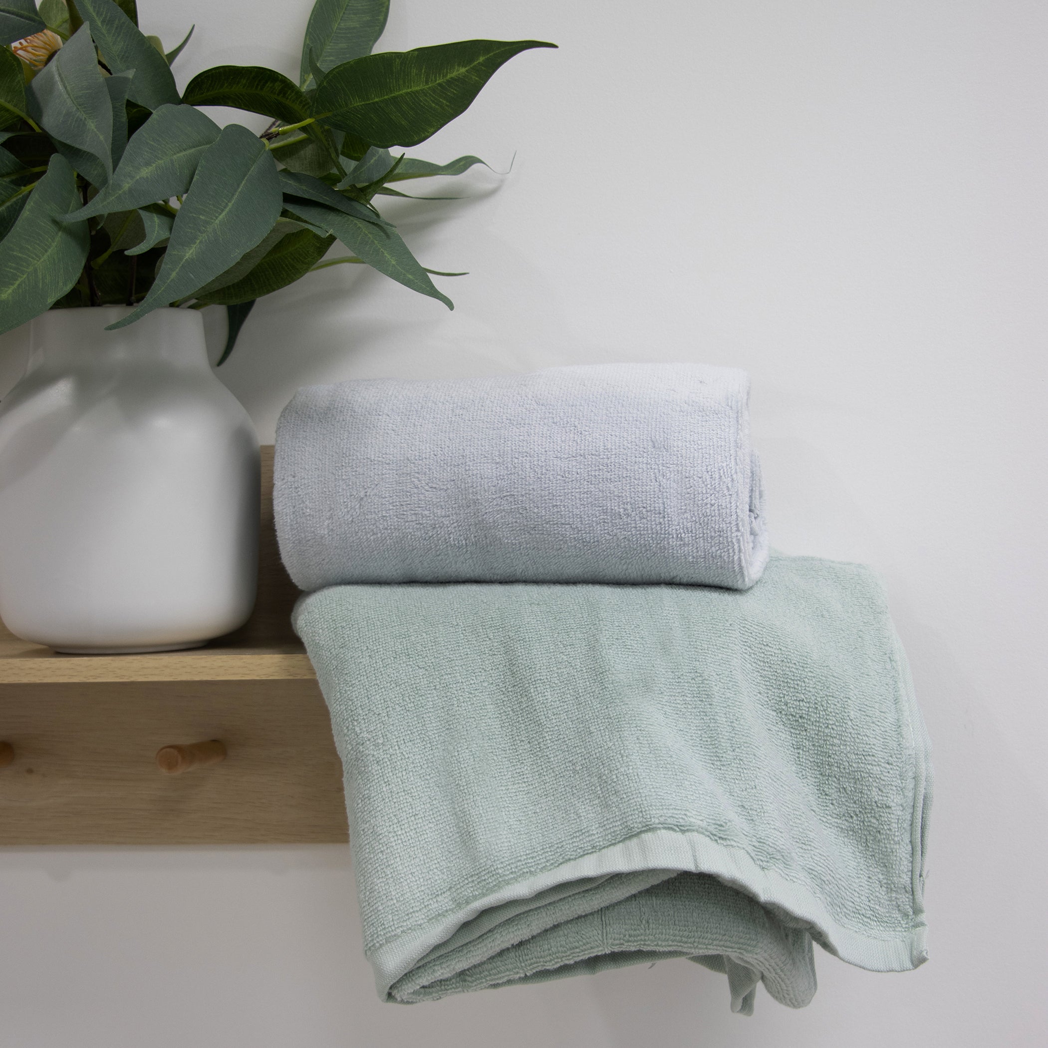 Premium Nordic 2-Pack Bath Towels - Dusty Sky & Dusty Mint Colors | Soft Absorbent Quick-Dry Towels for Spa, Bathroom, Pool & Beach Use