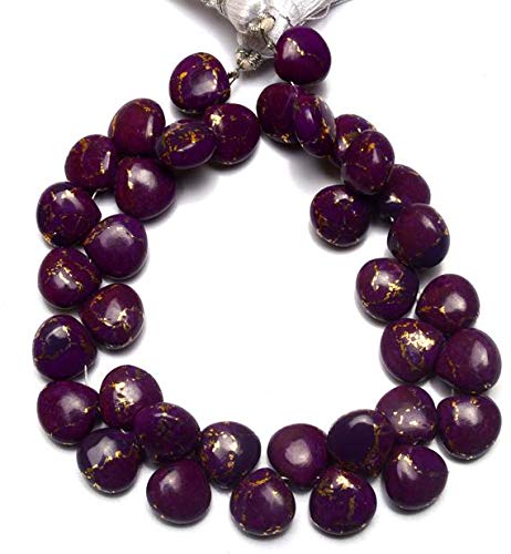 Natural Mojave Purple Arizona Copper Turquoise 10MM Smooth Heart Briolette Beads - 7 Inch Strand for Jewelry Making, DIY Crafts & Boho Accessories - Perfect for Necklaces, Bracelets & Earrings (Code-HIGH-11463)
