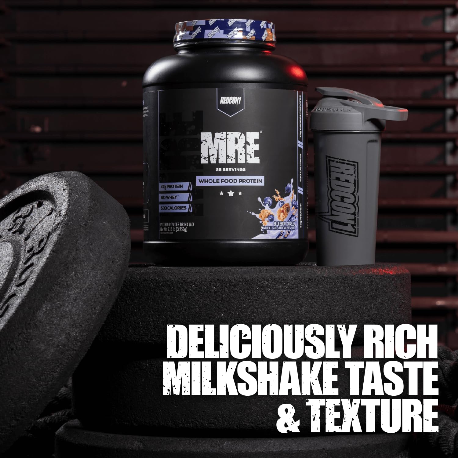 REDCON1 MRE Protein Powder - Blueberry Cobbler Flavor | Meal Replacement with MCT Oil & Whole Foods | Natural Ingredients for Muscle Recovery | 25 Servings | Perfect for Post-Workout, Weight Management & On-the-Go Nutrition