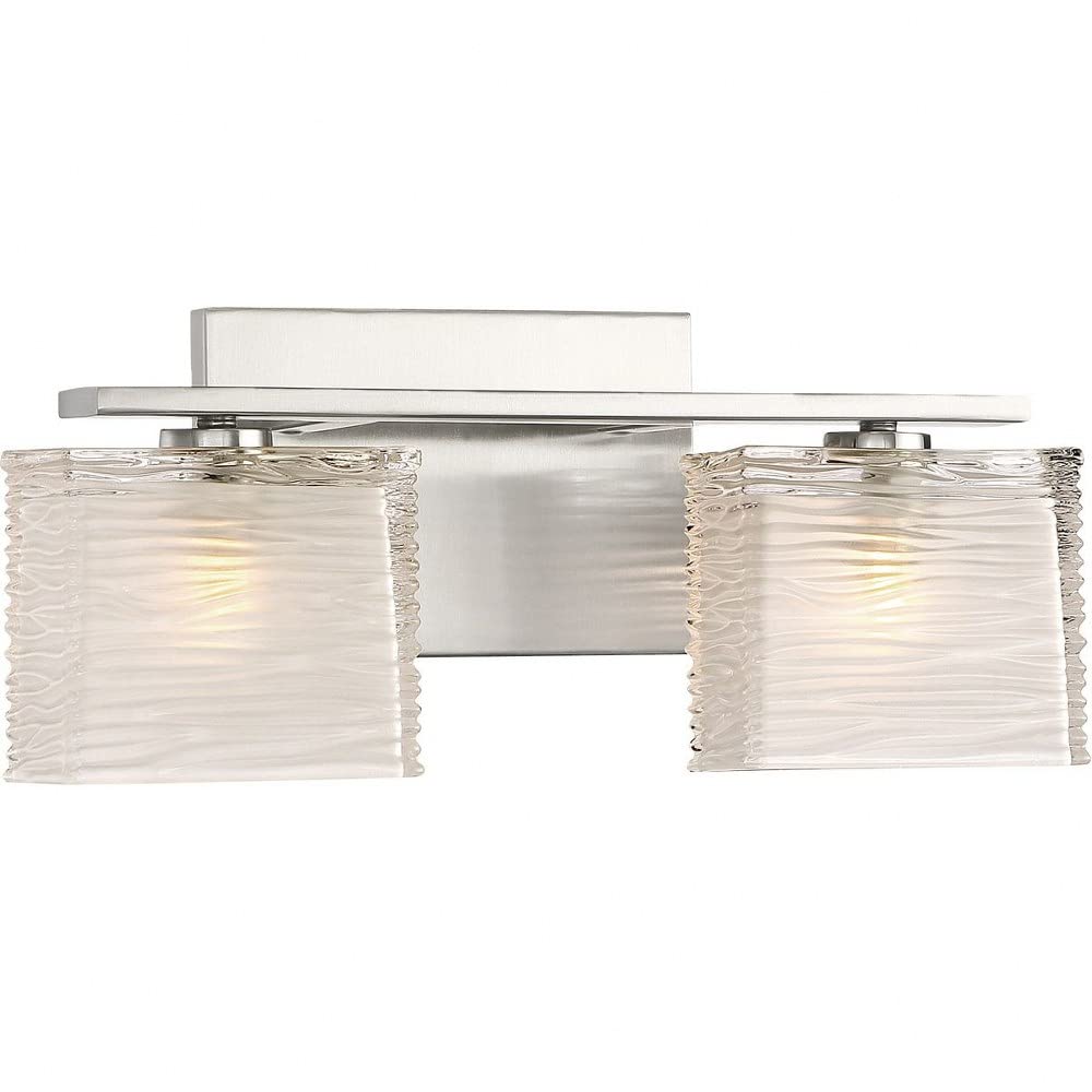 2-Light Transitional Bathroom Vanity Light Fixture in Brushed Nickel Finish - Modern Bathroom Lighting for Vanity, Mirror, or Powder Room - Model 71-BEL-4352169