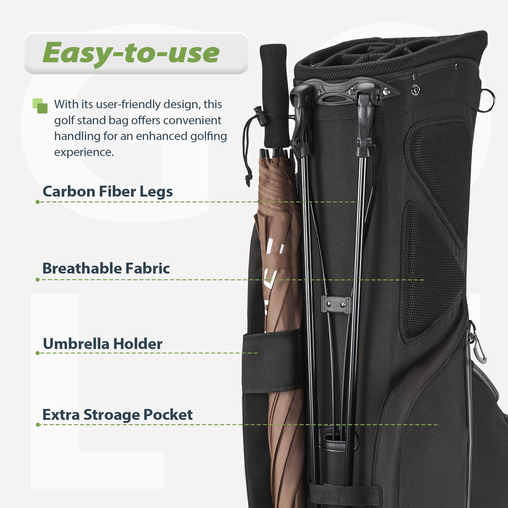 14-Way Golf Stand Bag - Lightweight & Durable Golf Club Bag for Men & Women - Perfect for Walking the Course & Weekend Golfers
