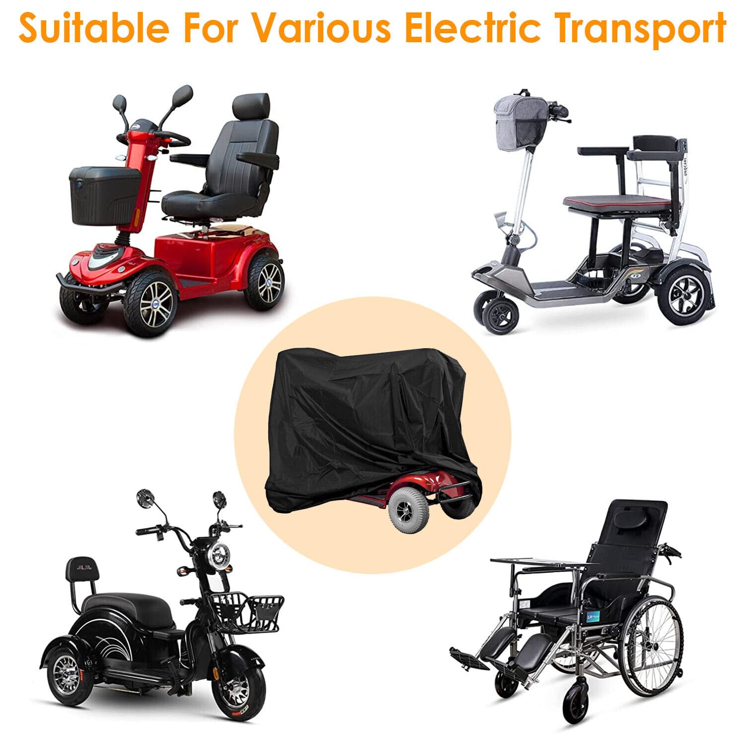 Waterproof Mobility Scooter Cover with Elastic Edge - Fits 55