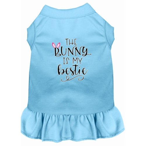 Bunny is My Bestie Screen Print Dog Dress - Cute Pet Clothes in Multiple Colors for Small & Medium Dogs - Perfect for Easter, Spring Outfits & Photo Shoots