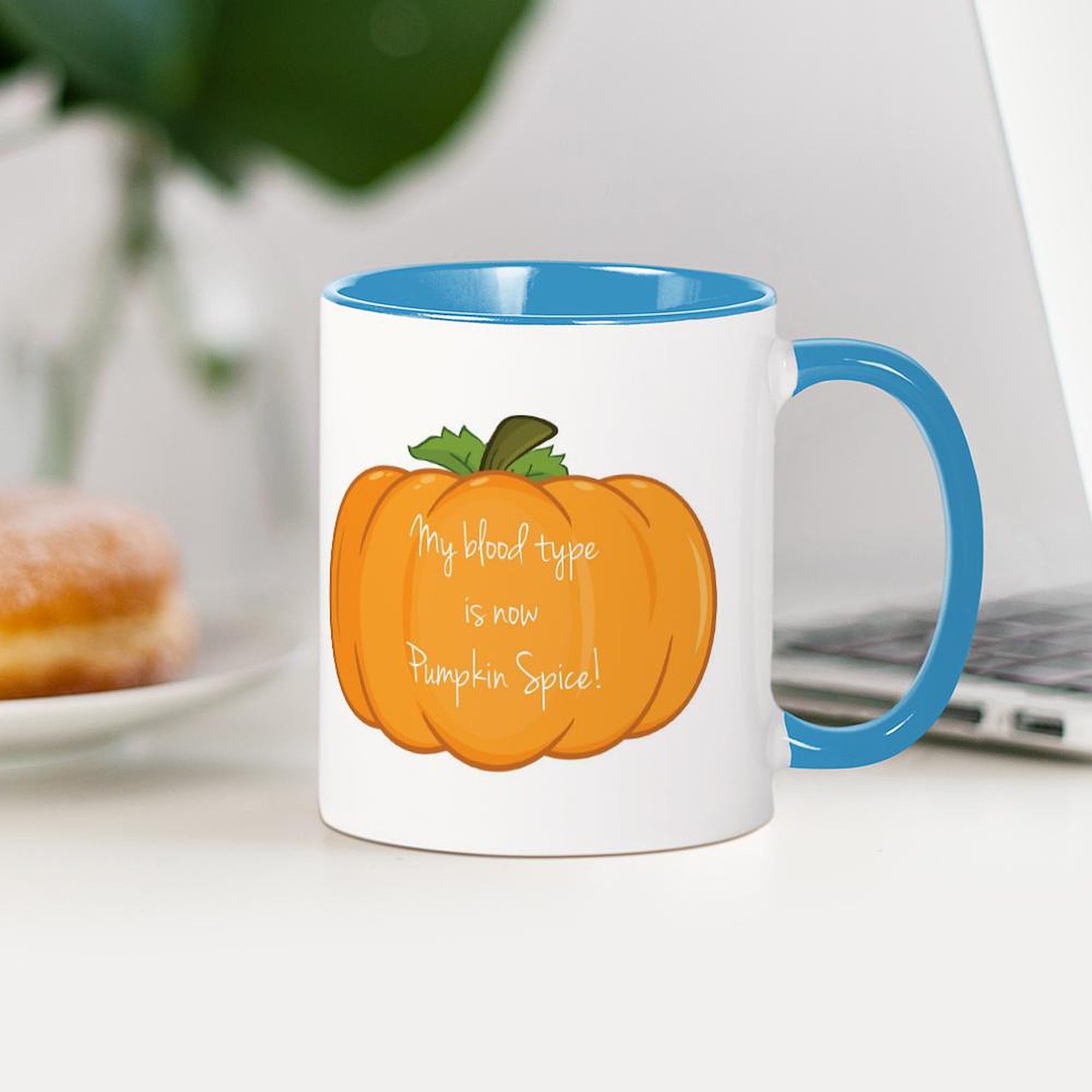 Pumpkin Spice Ceramic Coffee Mug 11 oz (325 ml) - Perfect for Fall, Halloween & Thanksgiving Gifts - Ideal for Hot Drinks, Office & Home Use