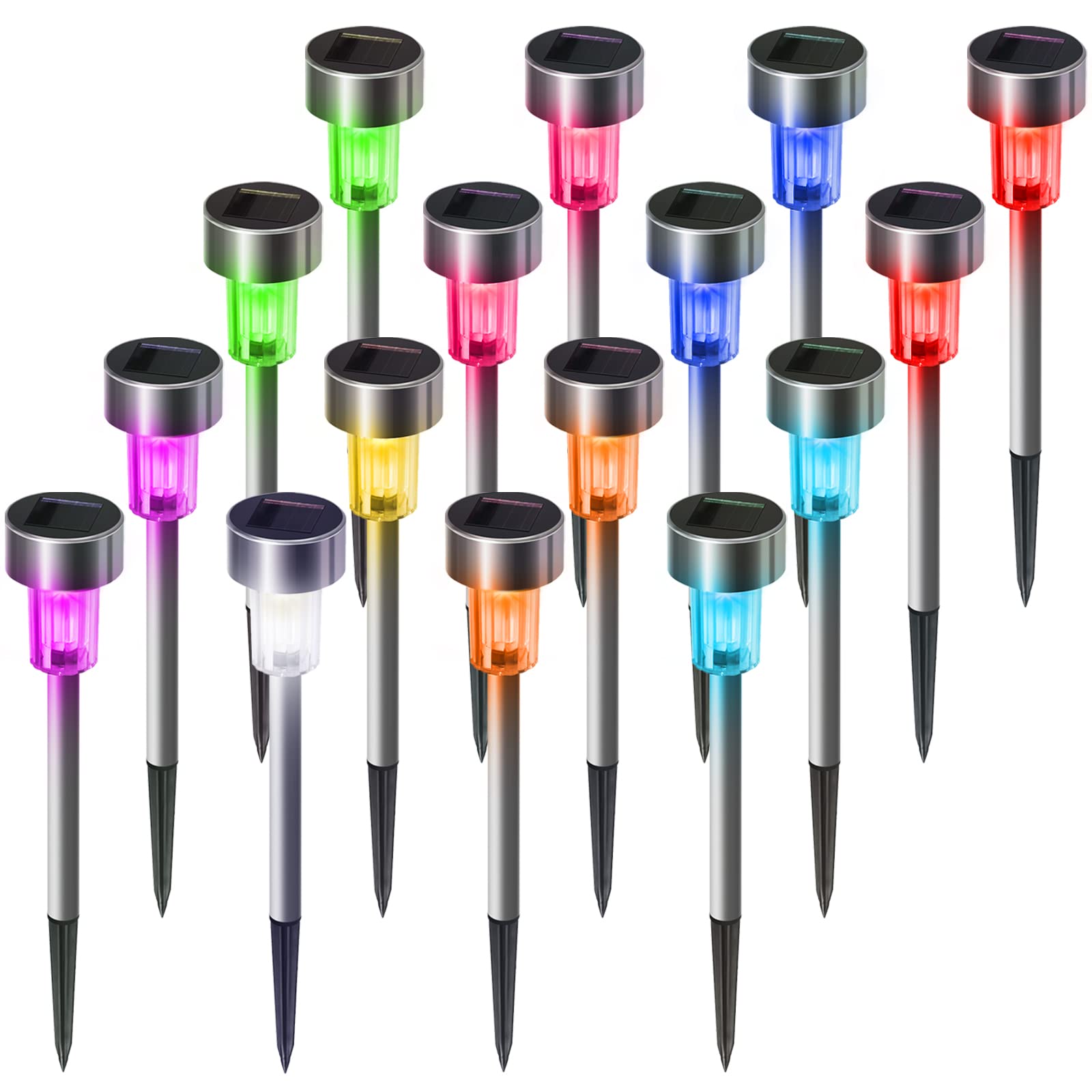 16 Pack Solar Outdoor Christmas Lights - Waterproof Steel Garden Lights with Auto On/Off, Bright for 10 Hours - Perfect for Pathway, Walkway, Patio, Yard, Lawn & Driveway Decoration