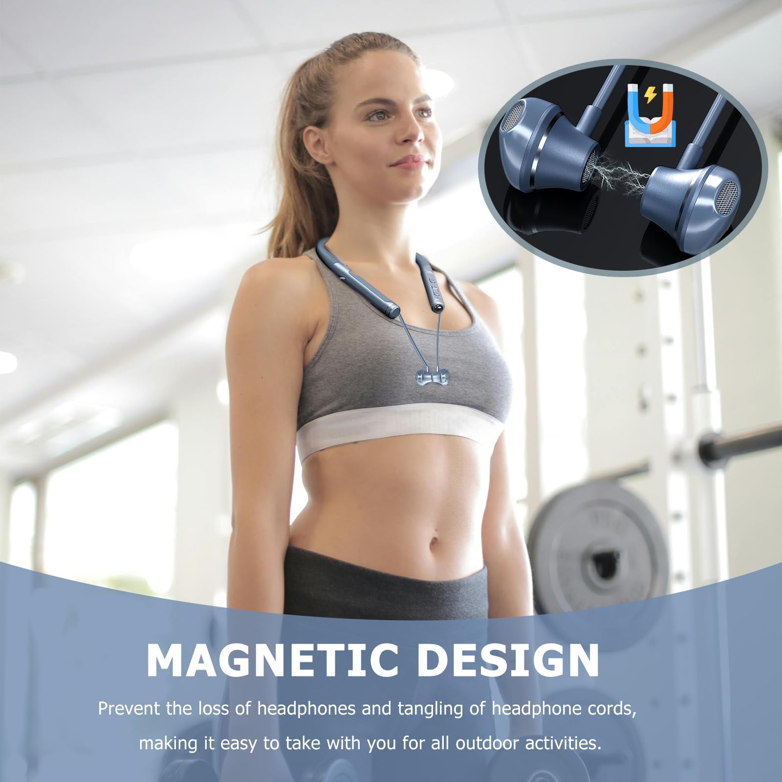 Wireless Bluetooth Neckband Headphones with Microphone - 120H Playtime, IPX7 Waterproof, Noise Cancelling Sport Earbuds for Running, Cycling, Gym Workouts - Compatible with Android & iOS Phones - Perfect for Outdoor Activities, Commuting, and Fitness Training