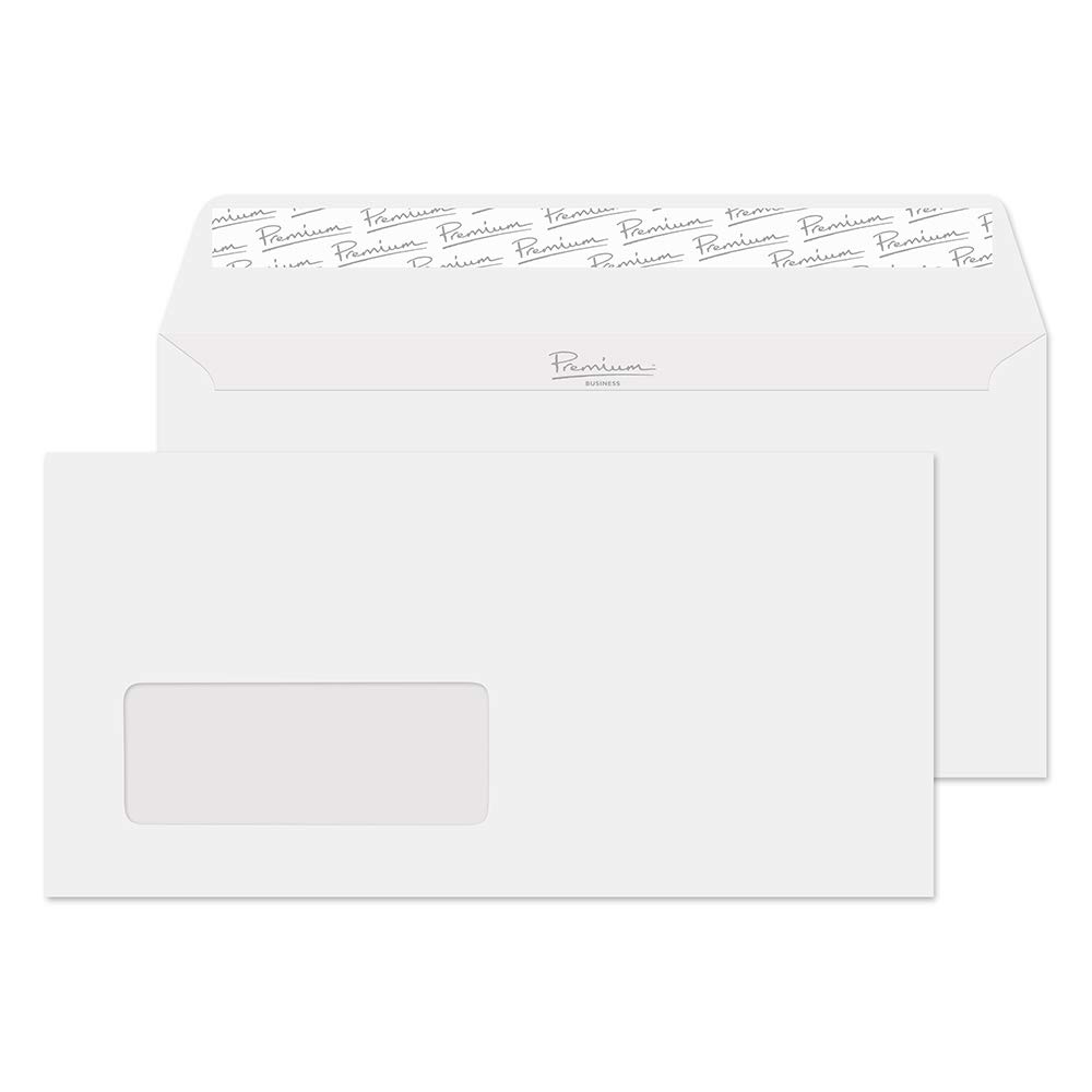 Premium 120 GSM Peel & Seal Business Envelopes - 110 x 220 mm DL Size, Window Wallet Design (Pack of 500, Ice White Wove) - Perfect for Mailing Invoices, Statements & Business Correspondence
