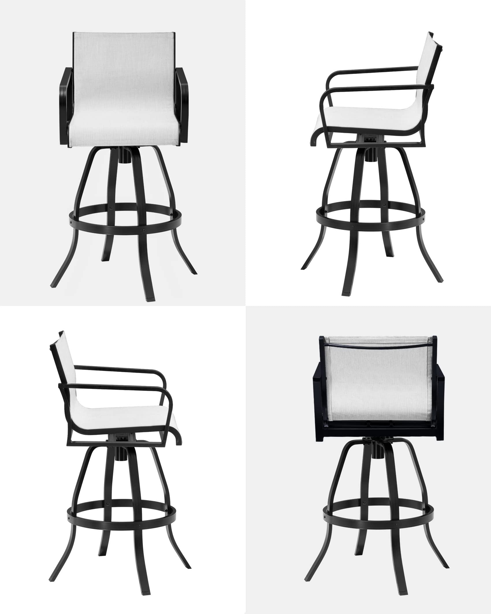 Pellebant Swivel Bar Stools Set of 4 - Indoor/Outdoor Bar Height Chairs with Sunbrella Fabric & Aluminum Frame - All-Weather Patio Furniture for Poolside, Garden, Backyard - Perfect for Outdoor Dining, Entertaining & Relaxation