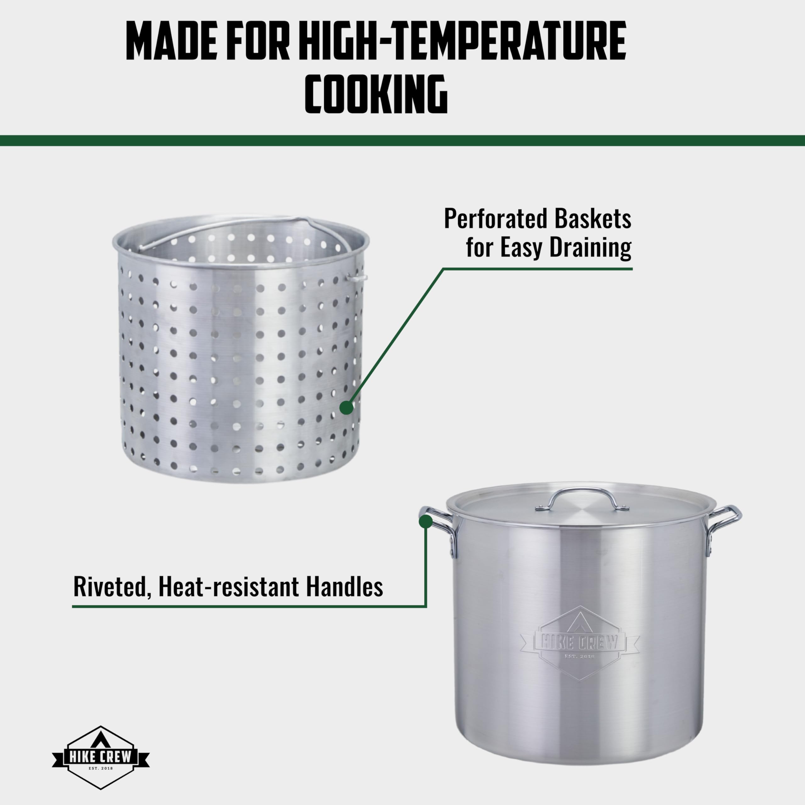 Hike Crew 80QT Outdoor Boiling Kit with Igniter | 110,000 BTU High-Power Seafood Boiler for Steaming, Cooking Fish, Crawfish, Crab, Lobster & Shellfish | Includes Pot, Lid, Strainer, Burner Stand & Storage Cover | Perfect for Backyard Parties, Camping & Outdoor Cooking